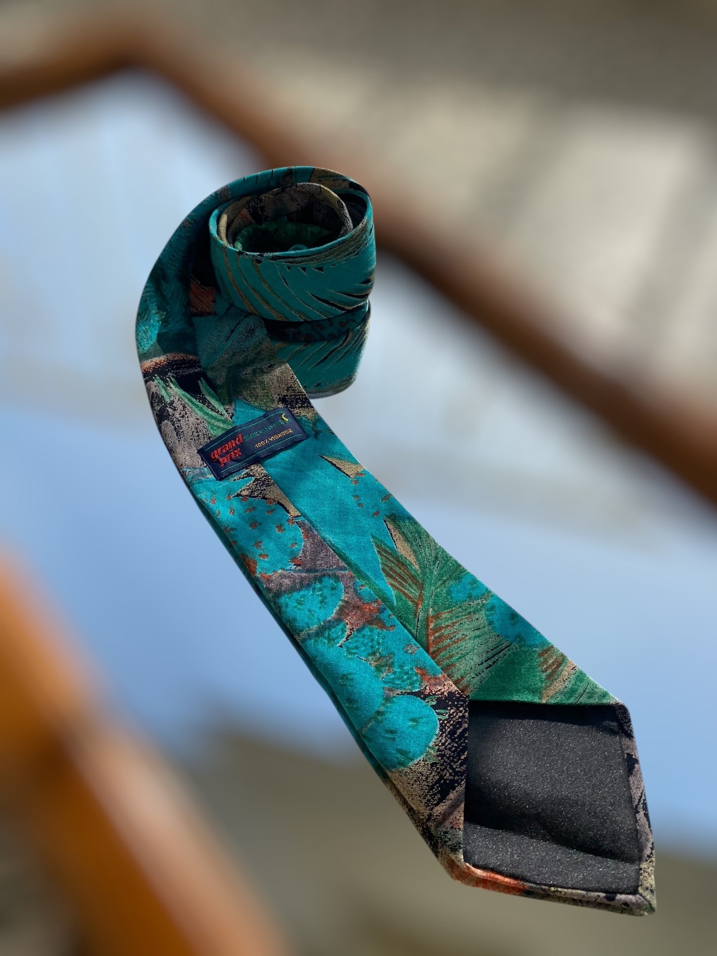 Vintage turquoise viscose tie