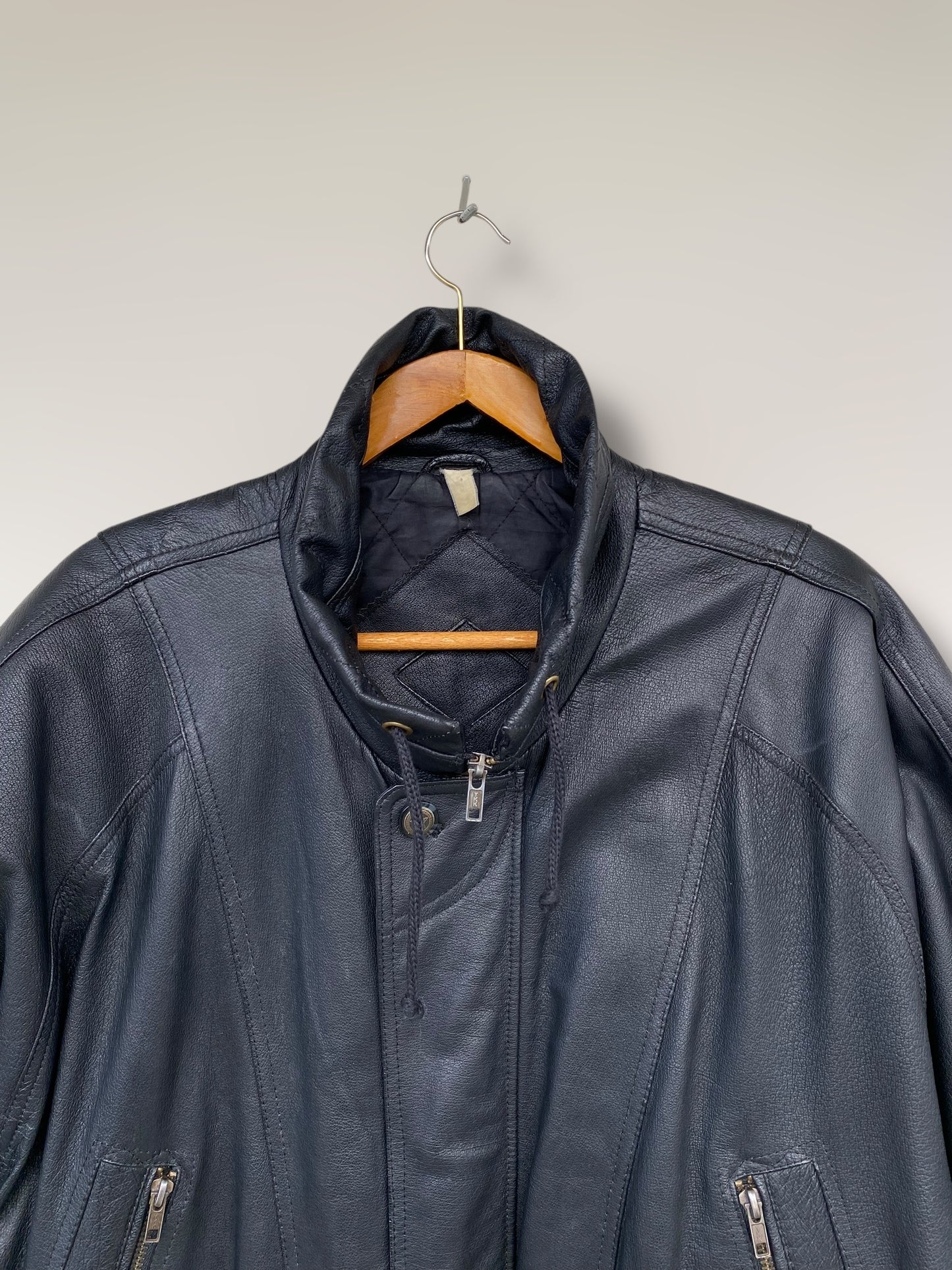 90s vintage black leather jacket