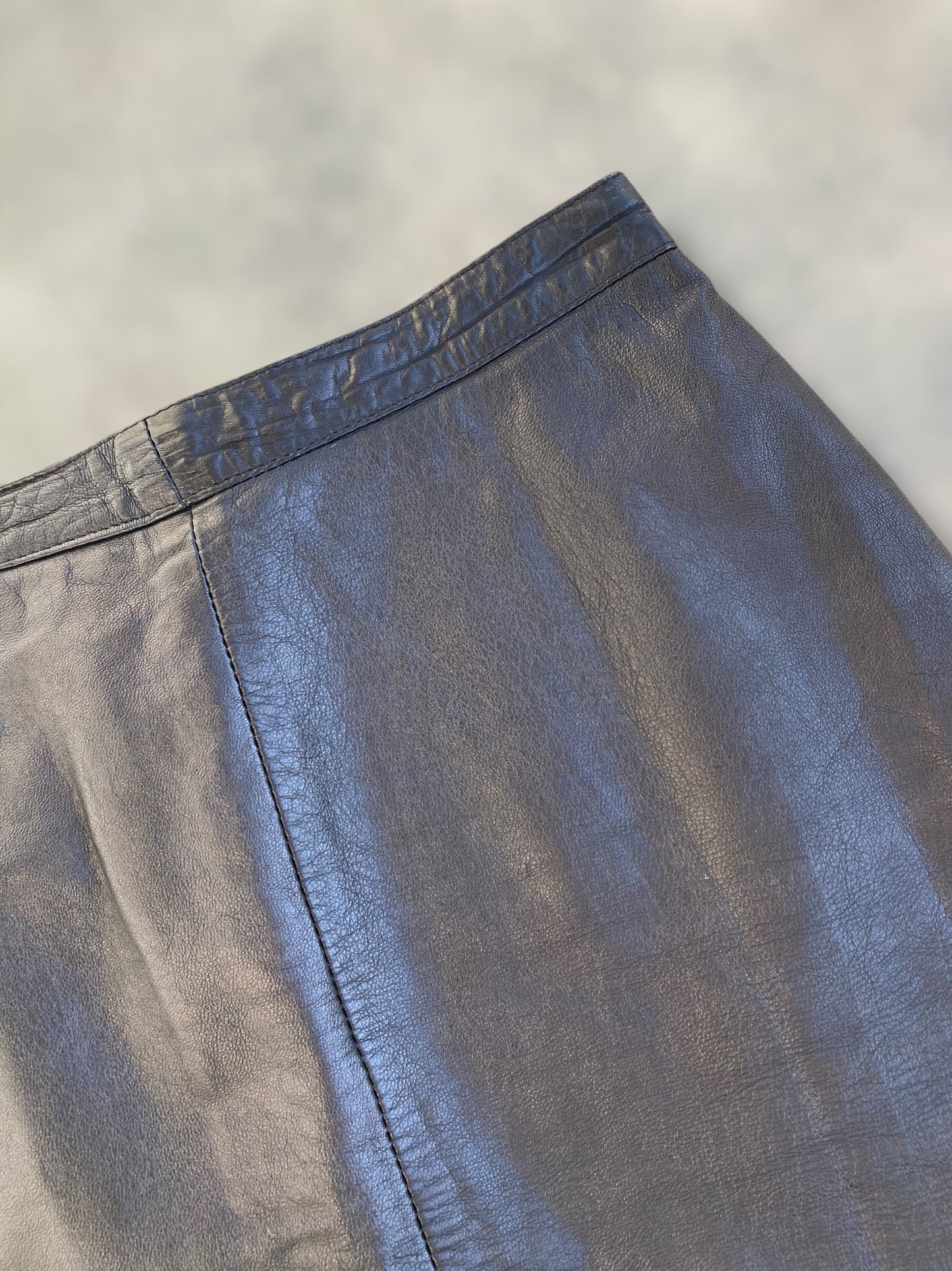 Black vintage leather skirt