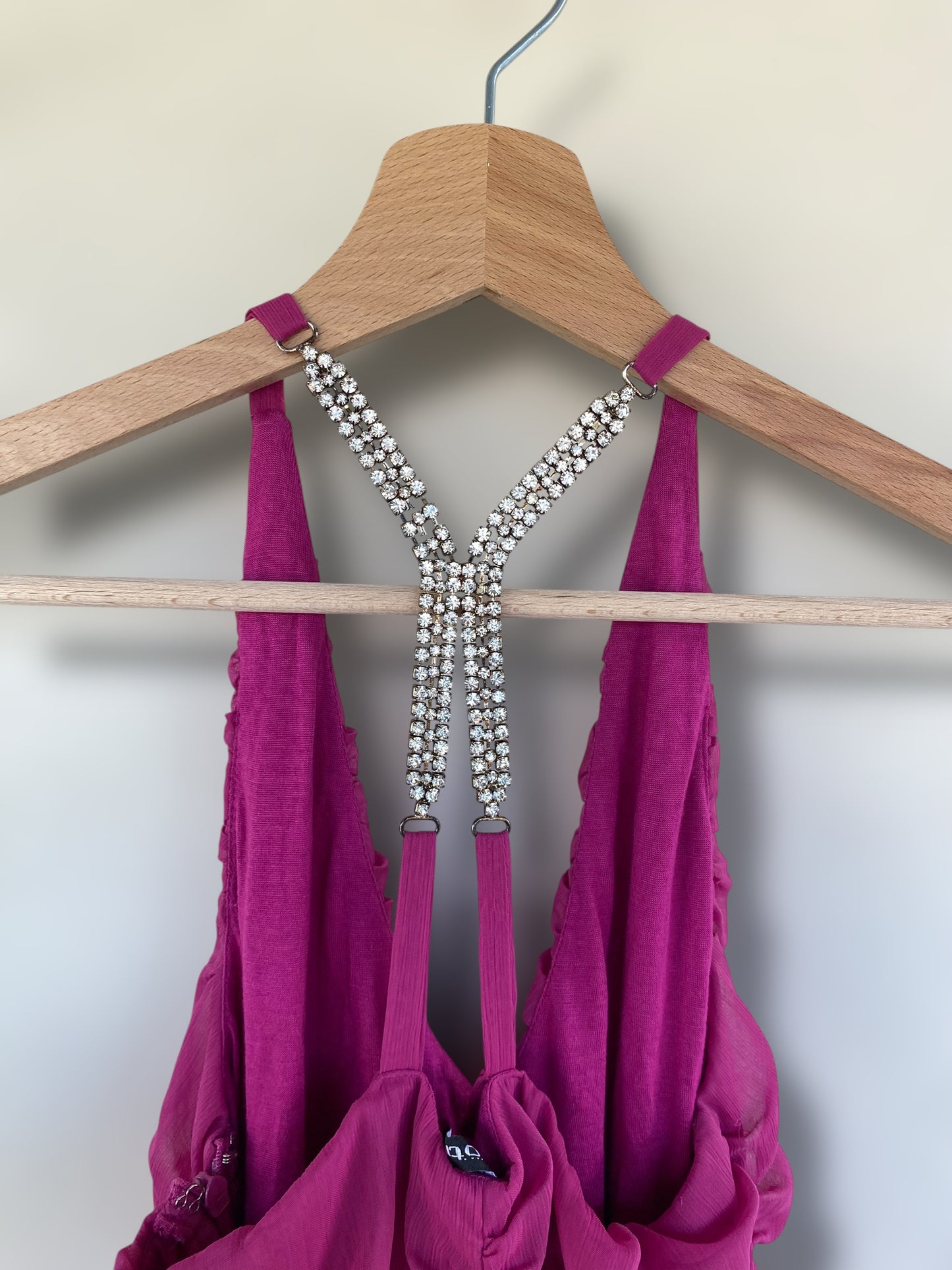 00s magenta party dress with strass details