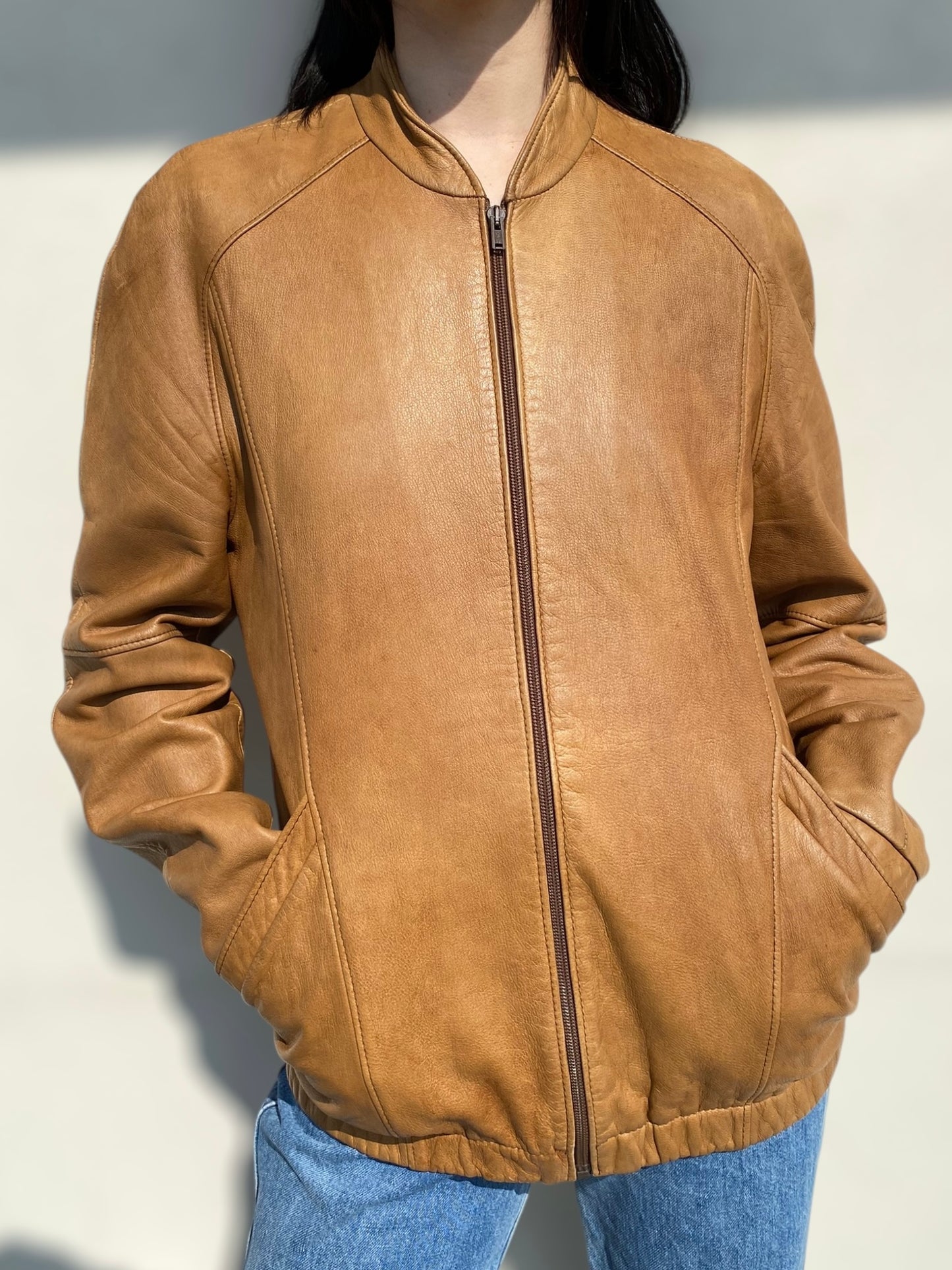 Camel vintage leather jacket
