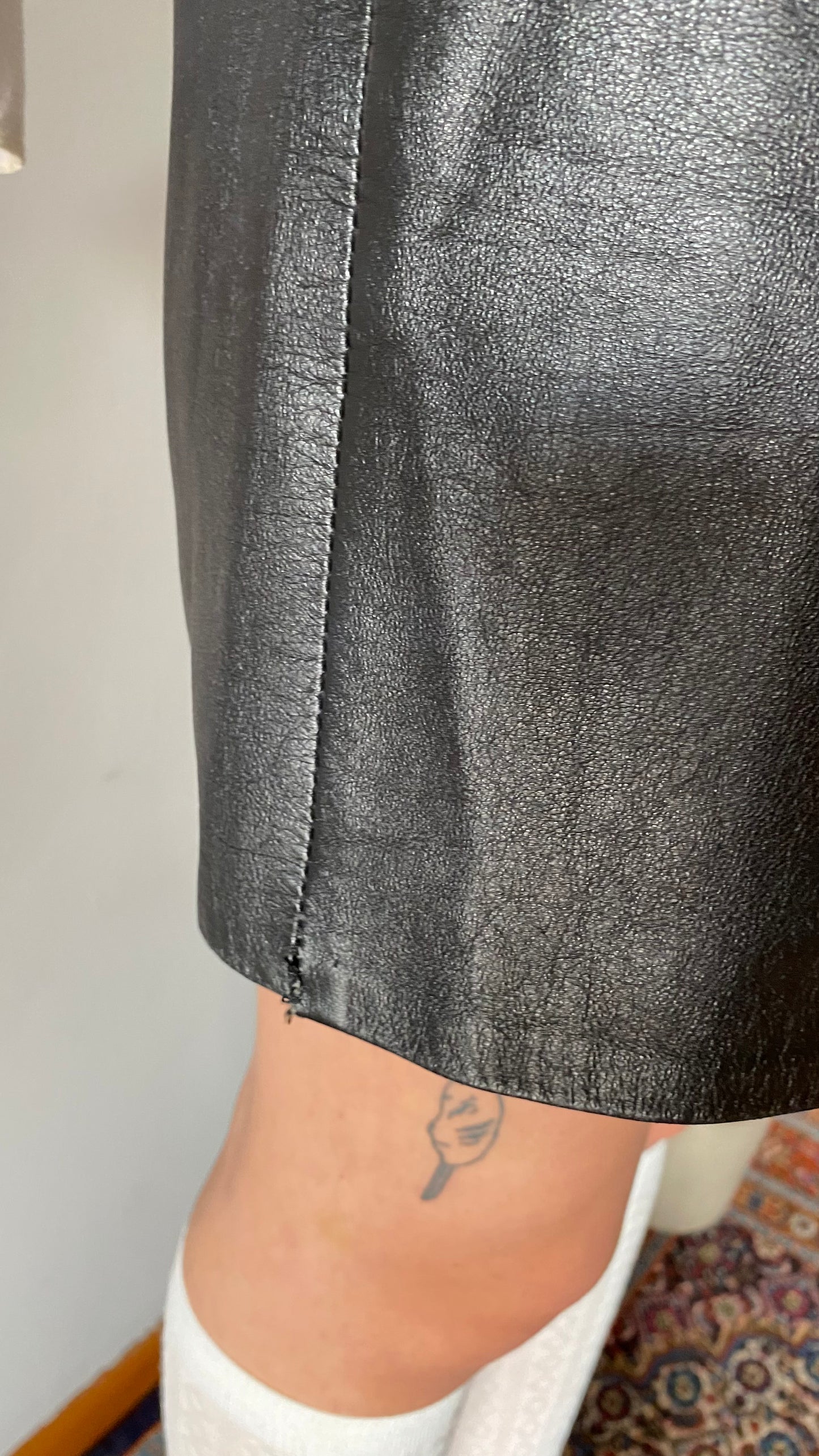 Black vintage leather skirt