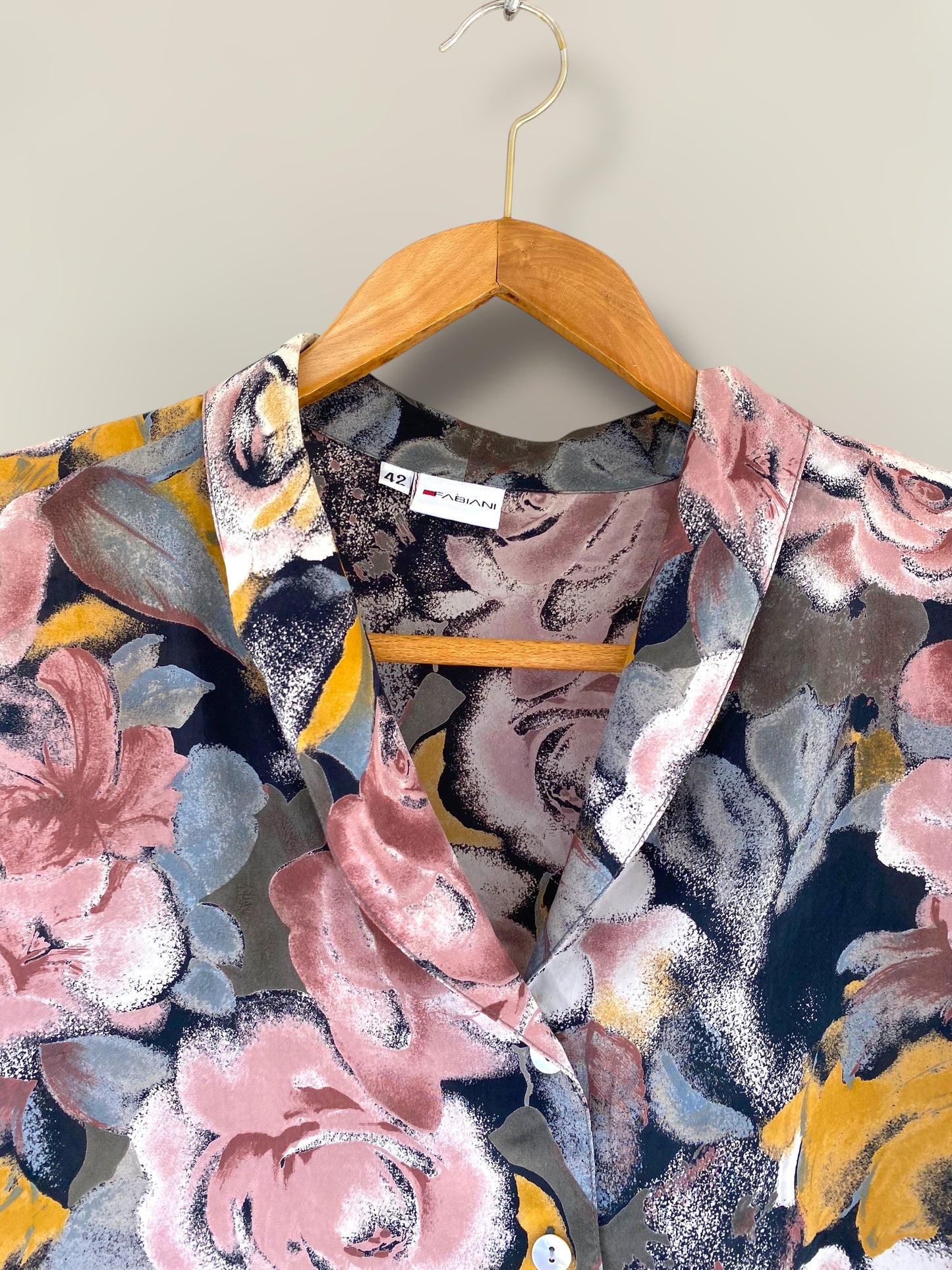 Romantic flowers vintage silk shirt
