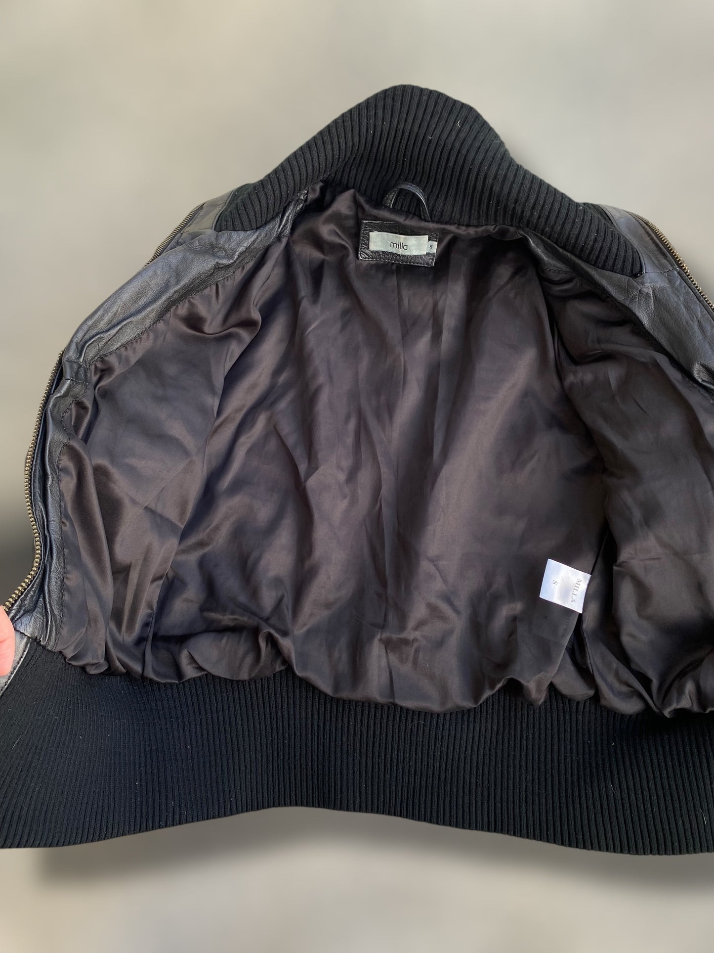 Black vintage leather jacket