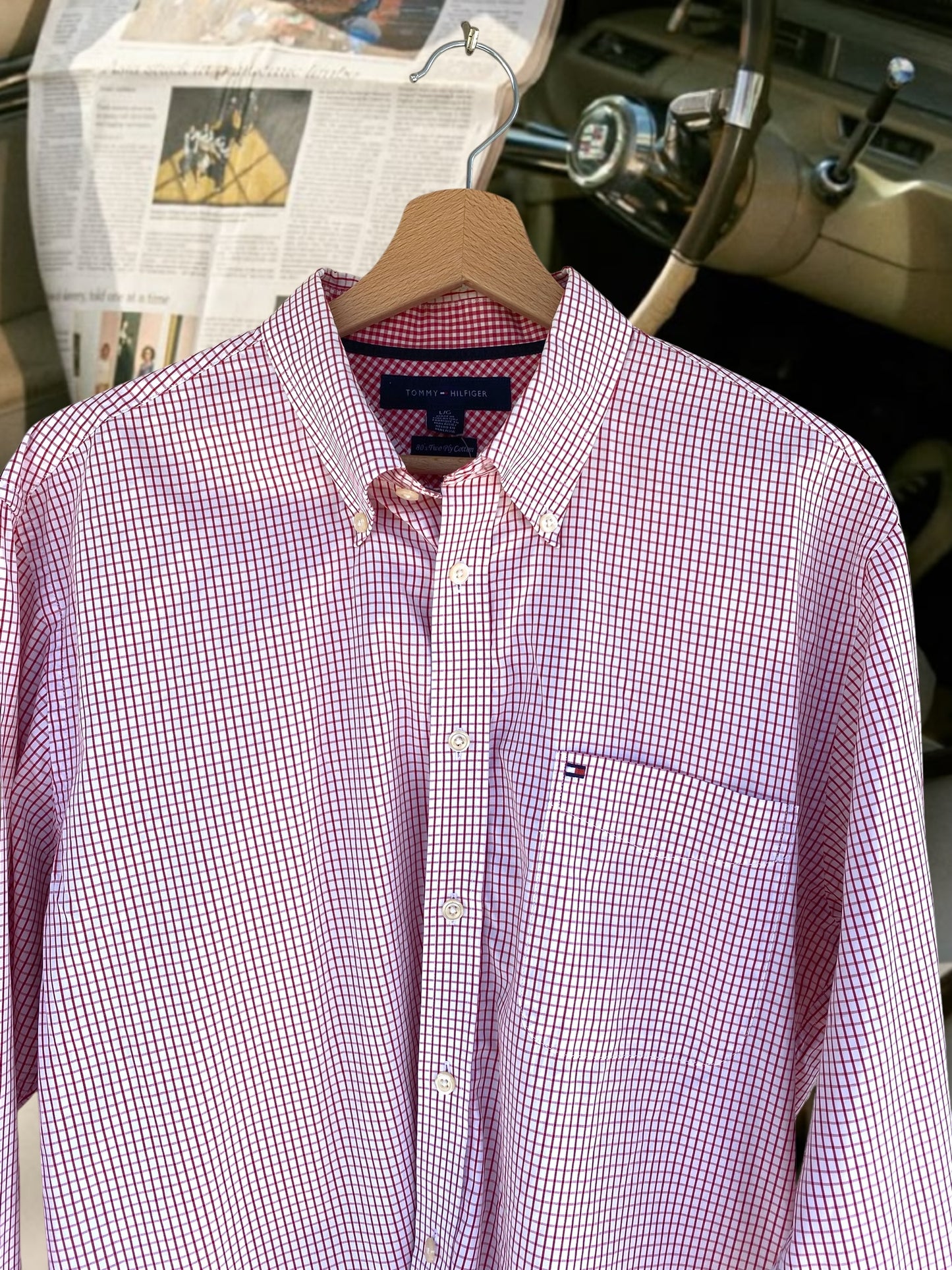 Tommy Hilfiger checkered red with white shirt