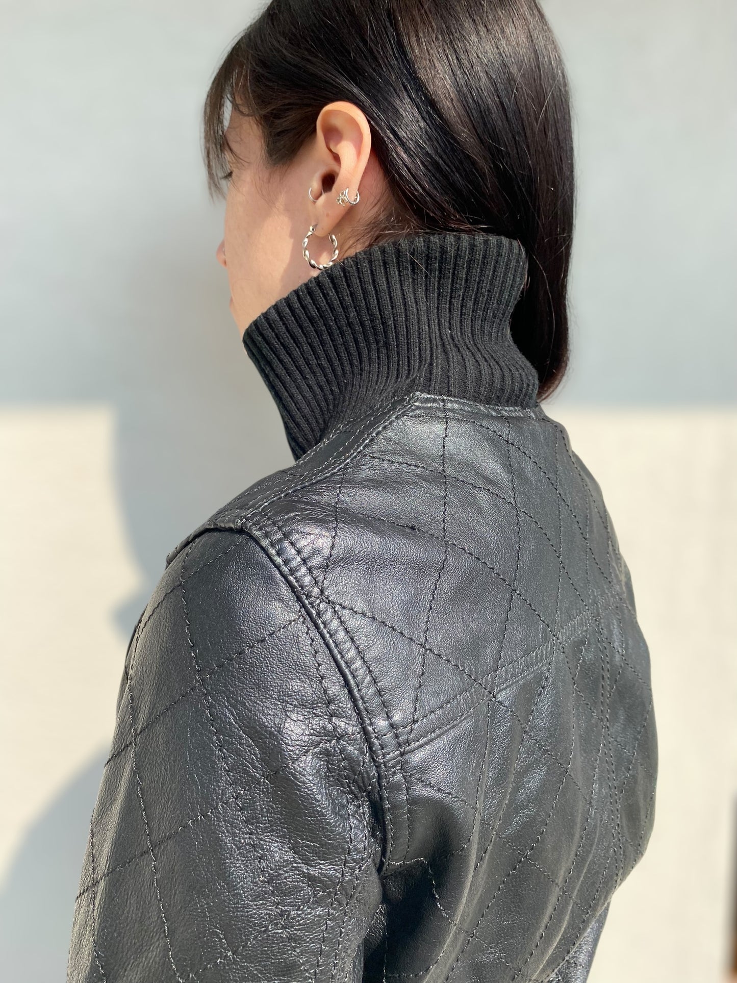 Black vintage leather jacket