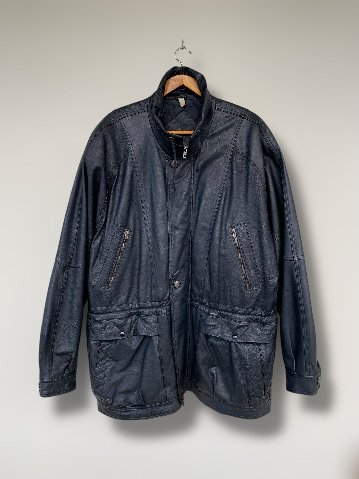 90s vintage black leather jacket