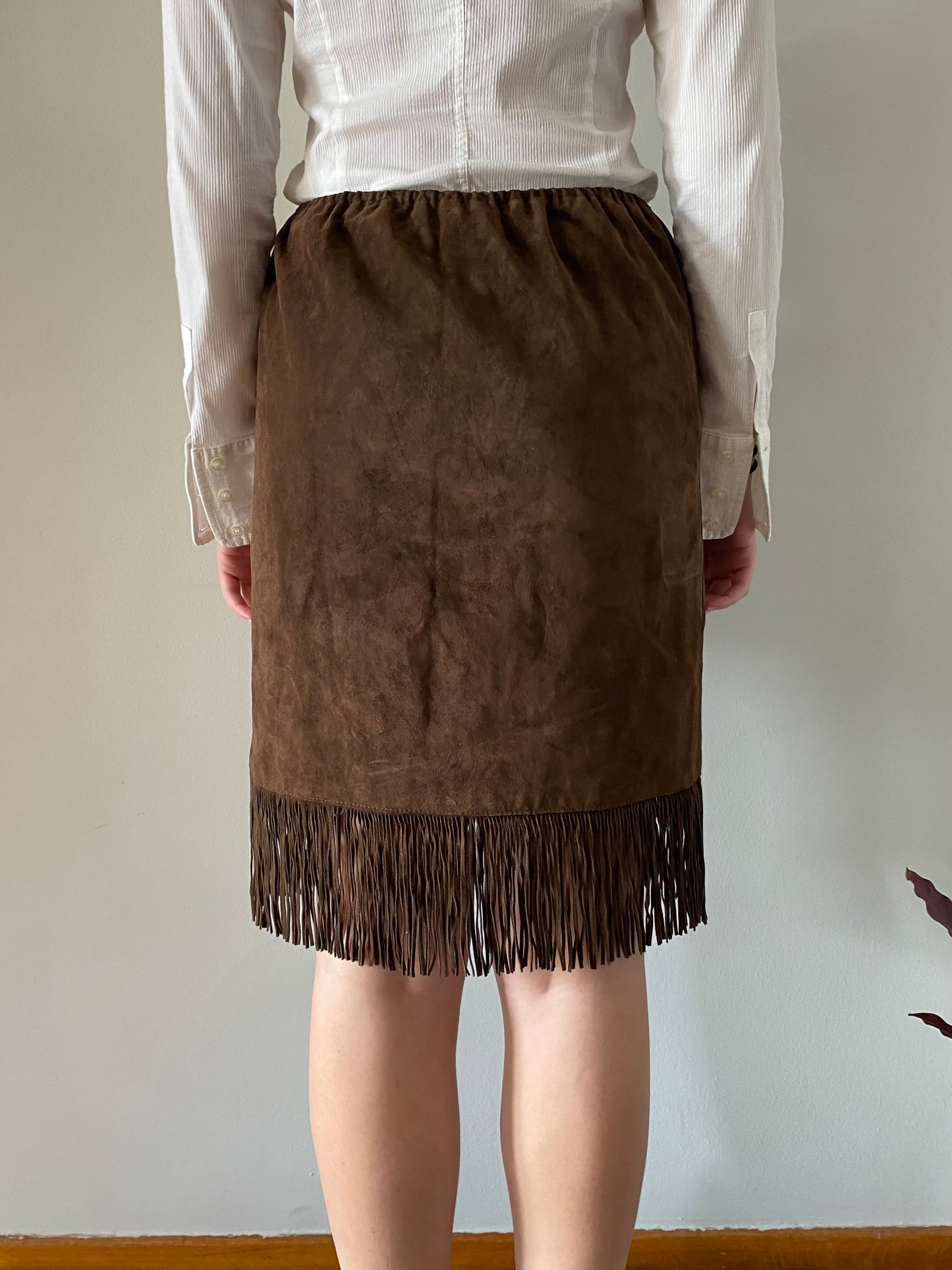 Vintage western suede leather skirt
