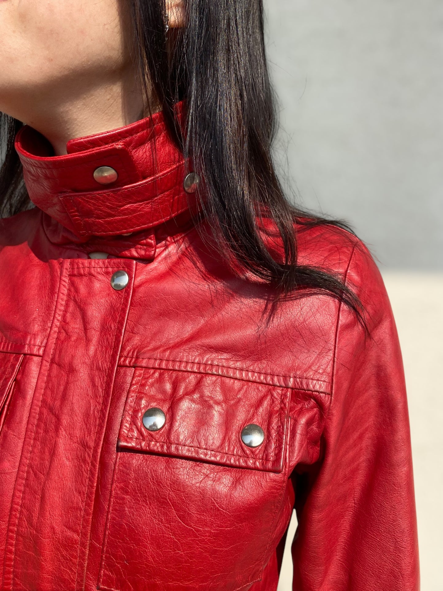 Red vintage leather jacket