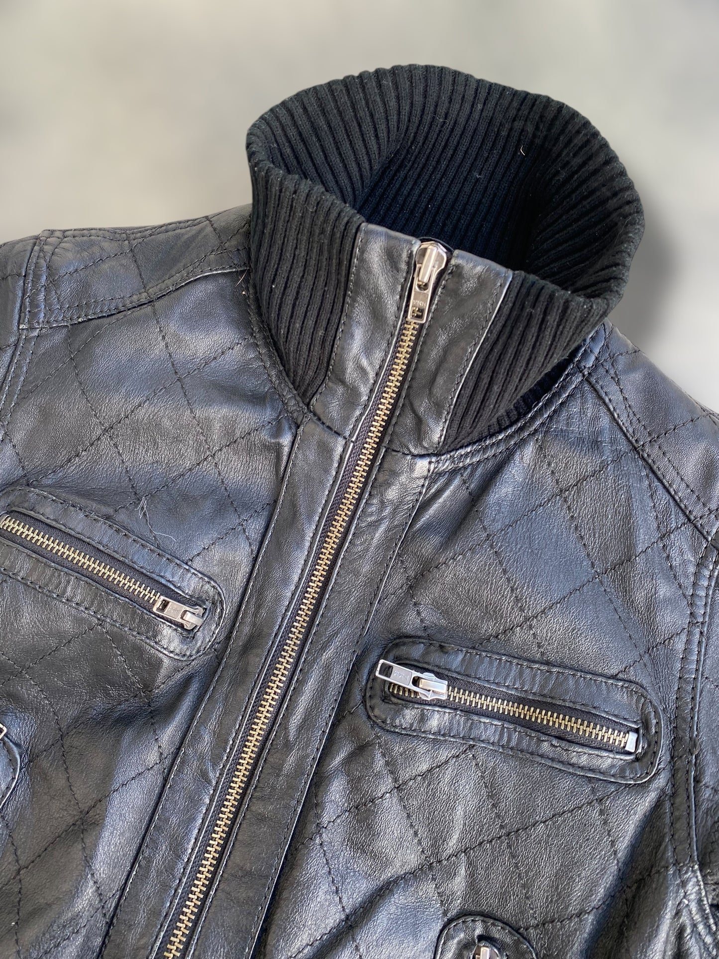 Black vintage leather jacket
