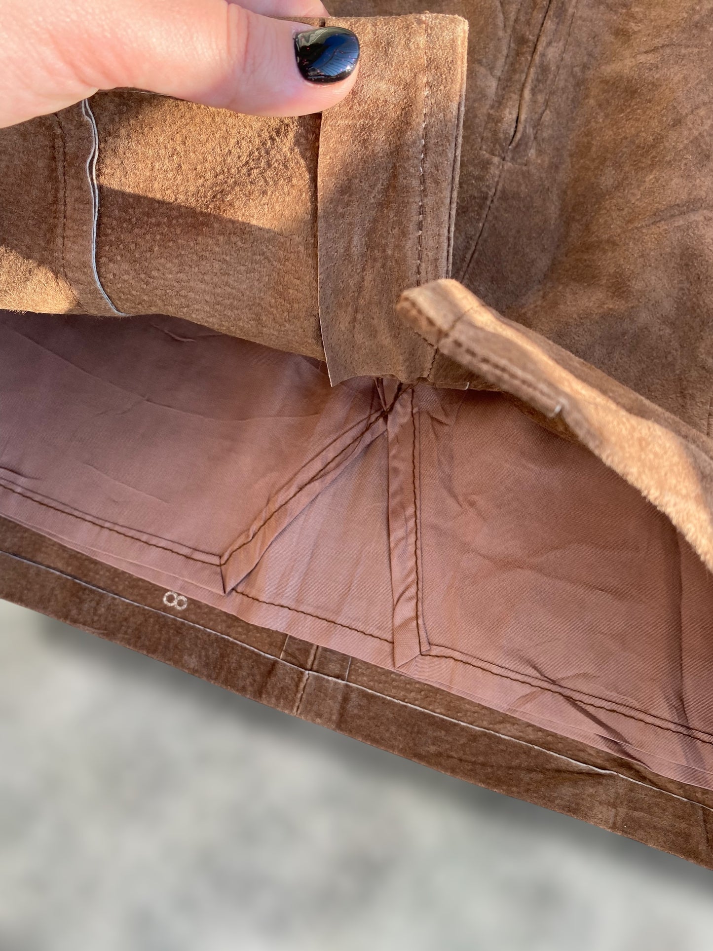 chocolate beige suede leather skirt