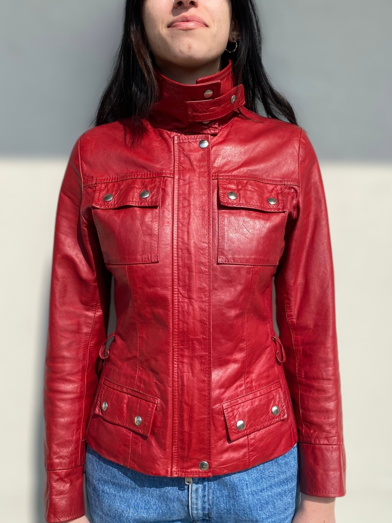 Red vintage leather jacket