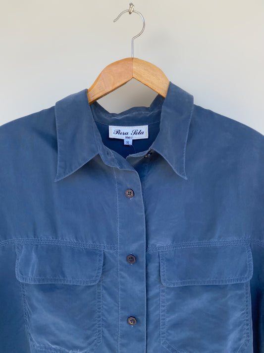 Vintage silk blue casual shirt
