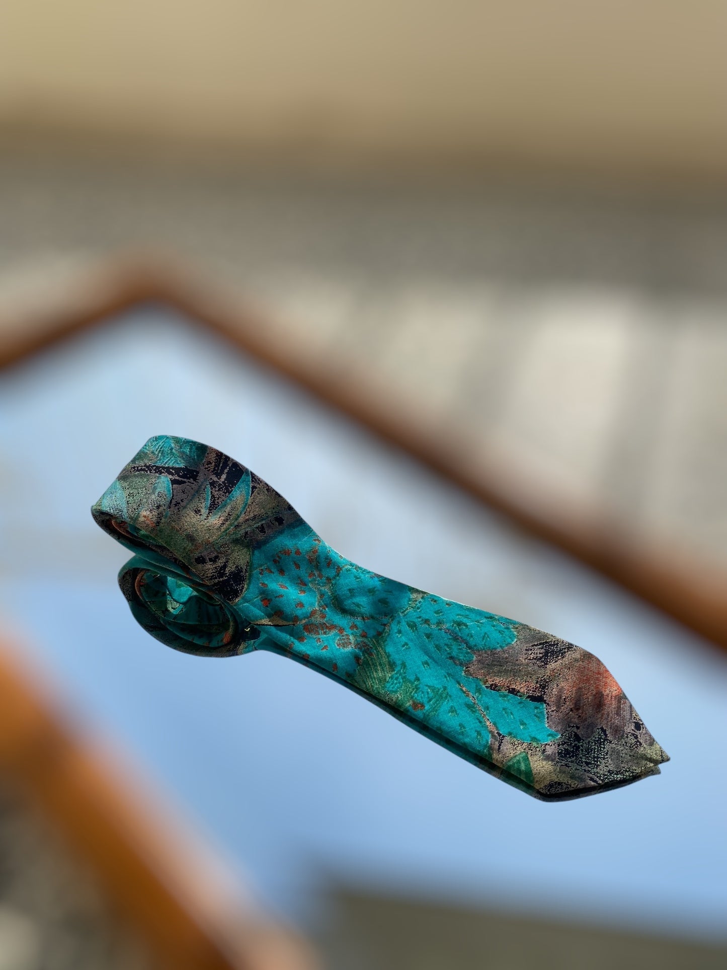 Vintage turquoise viscose tie