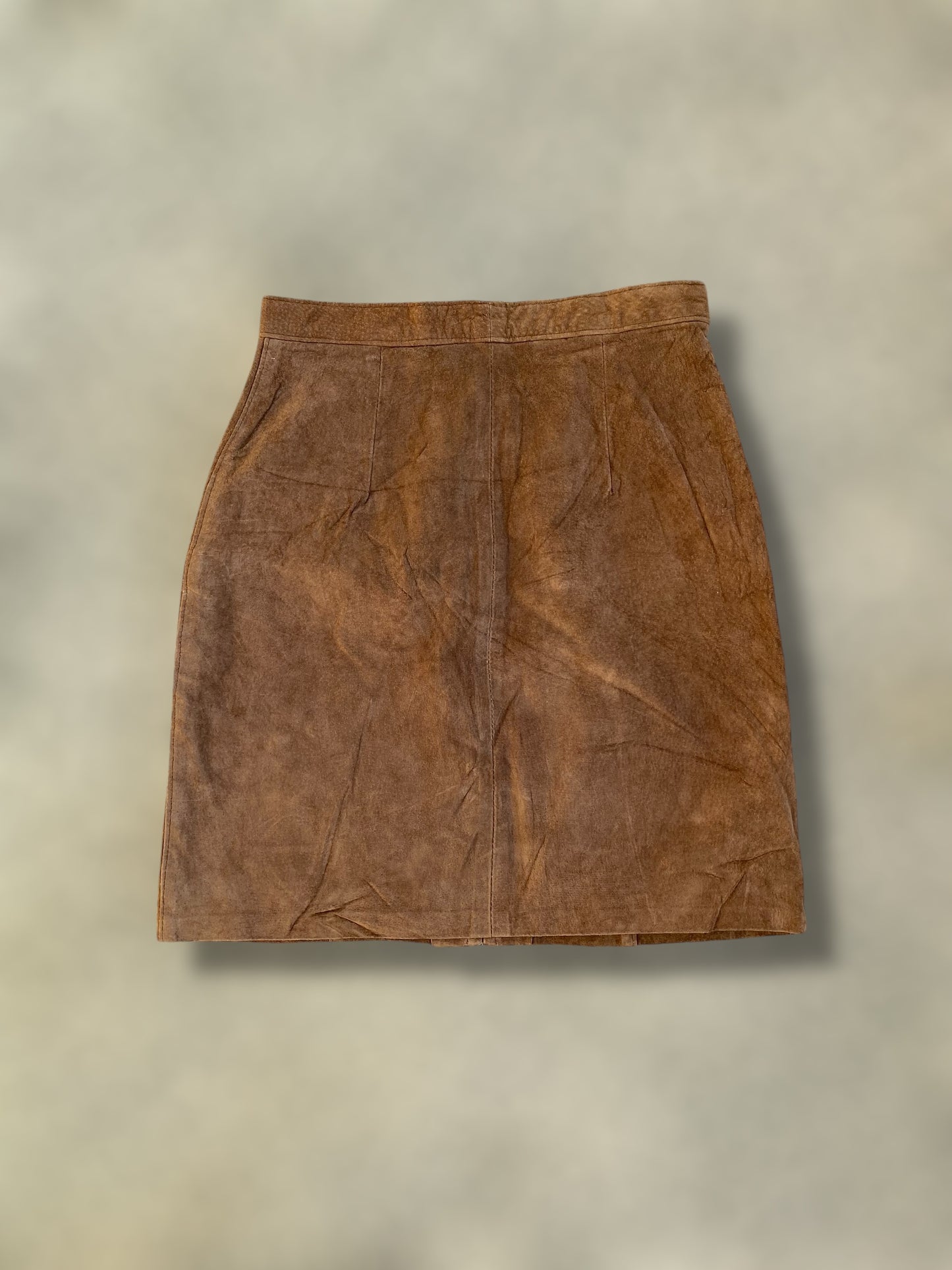 chocolate beige suede leather skirt