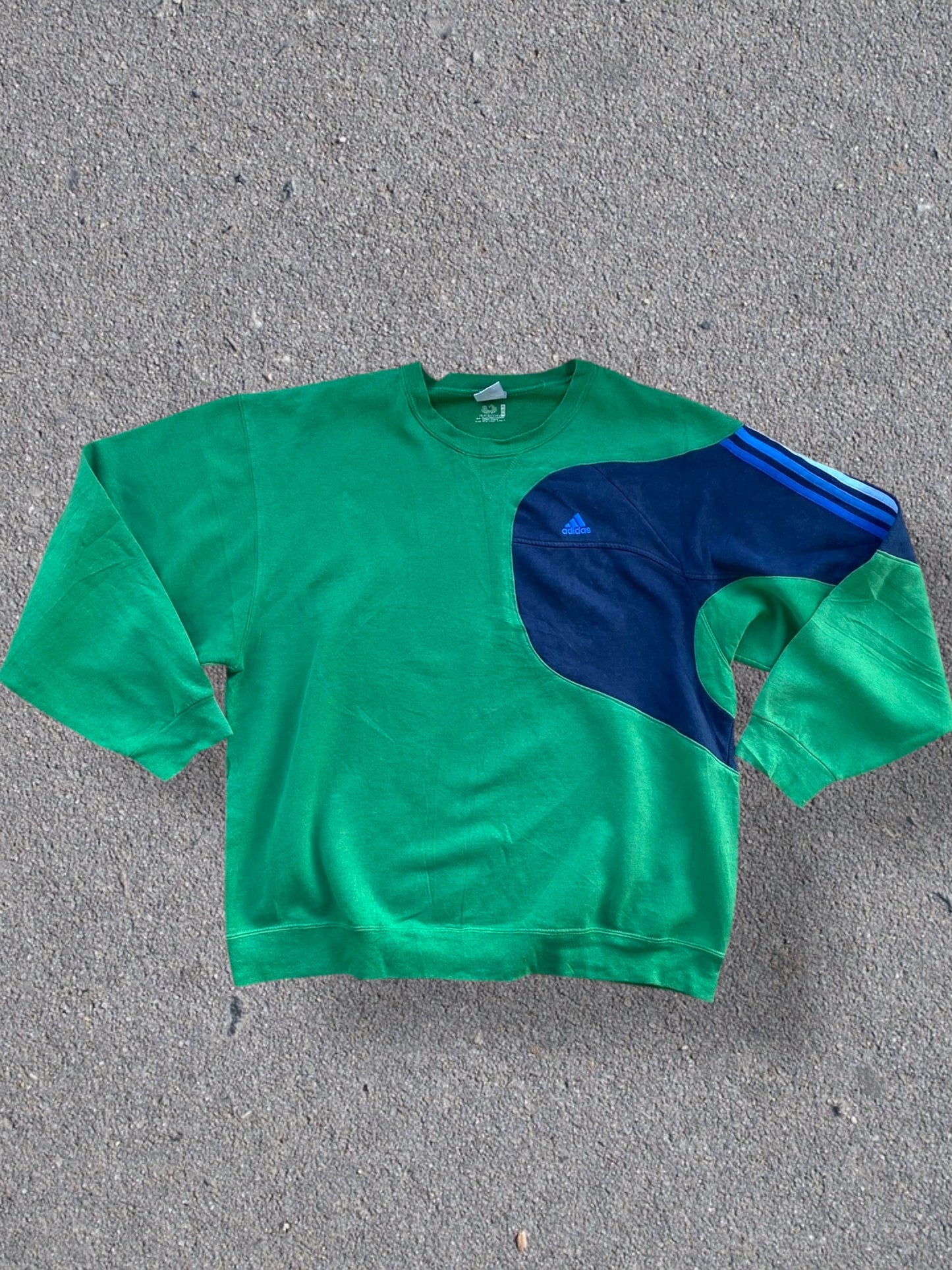 Adidas reworked sweatshirt in green with blue