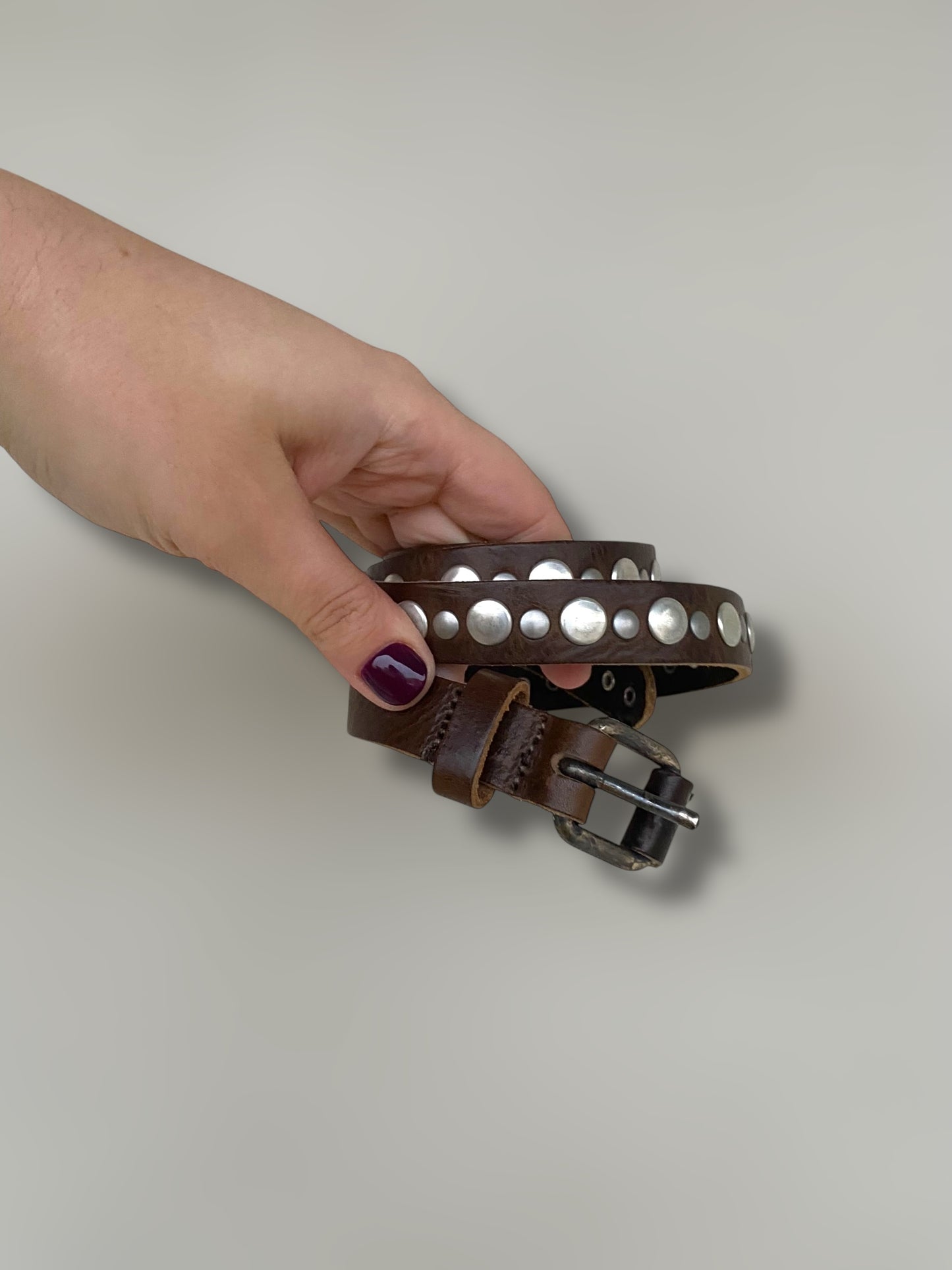 Vintage leather belt with studs