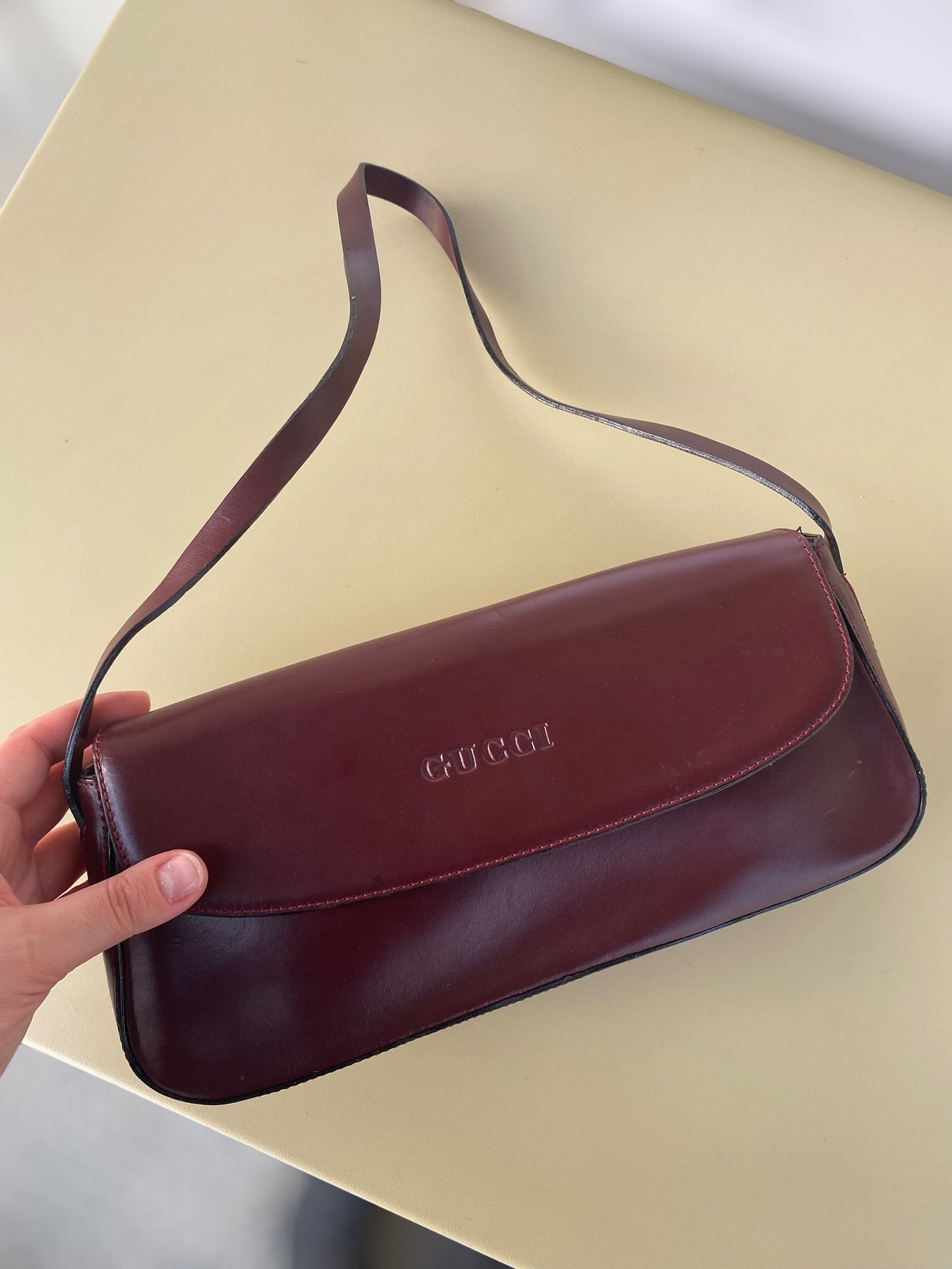 Cold burgundy GUCCI shoulder bag