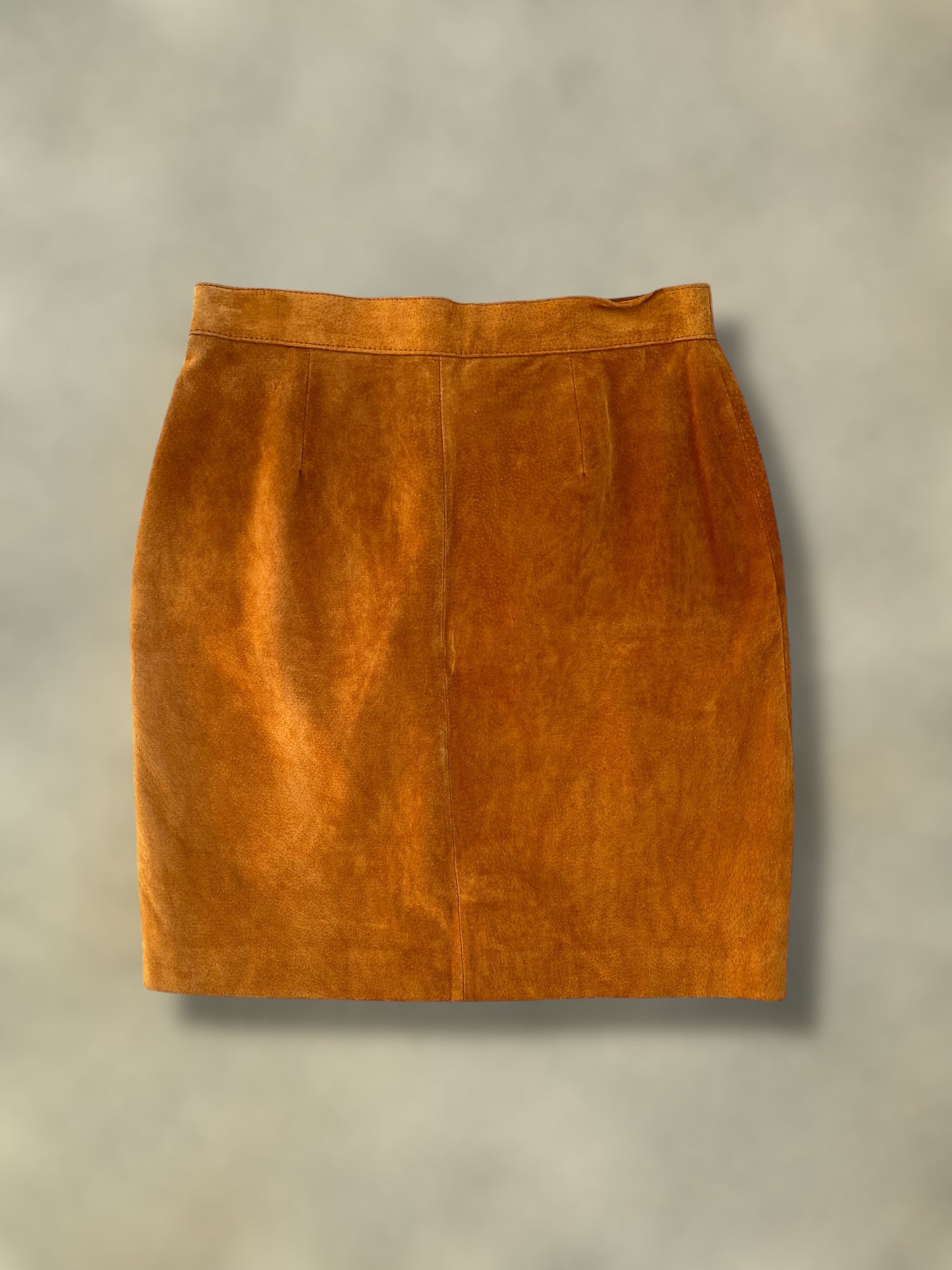 Pumpkin suede leather skirt