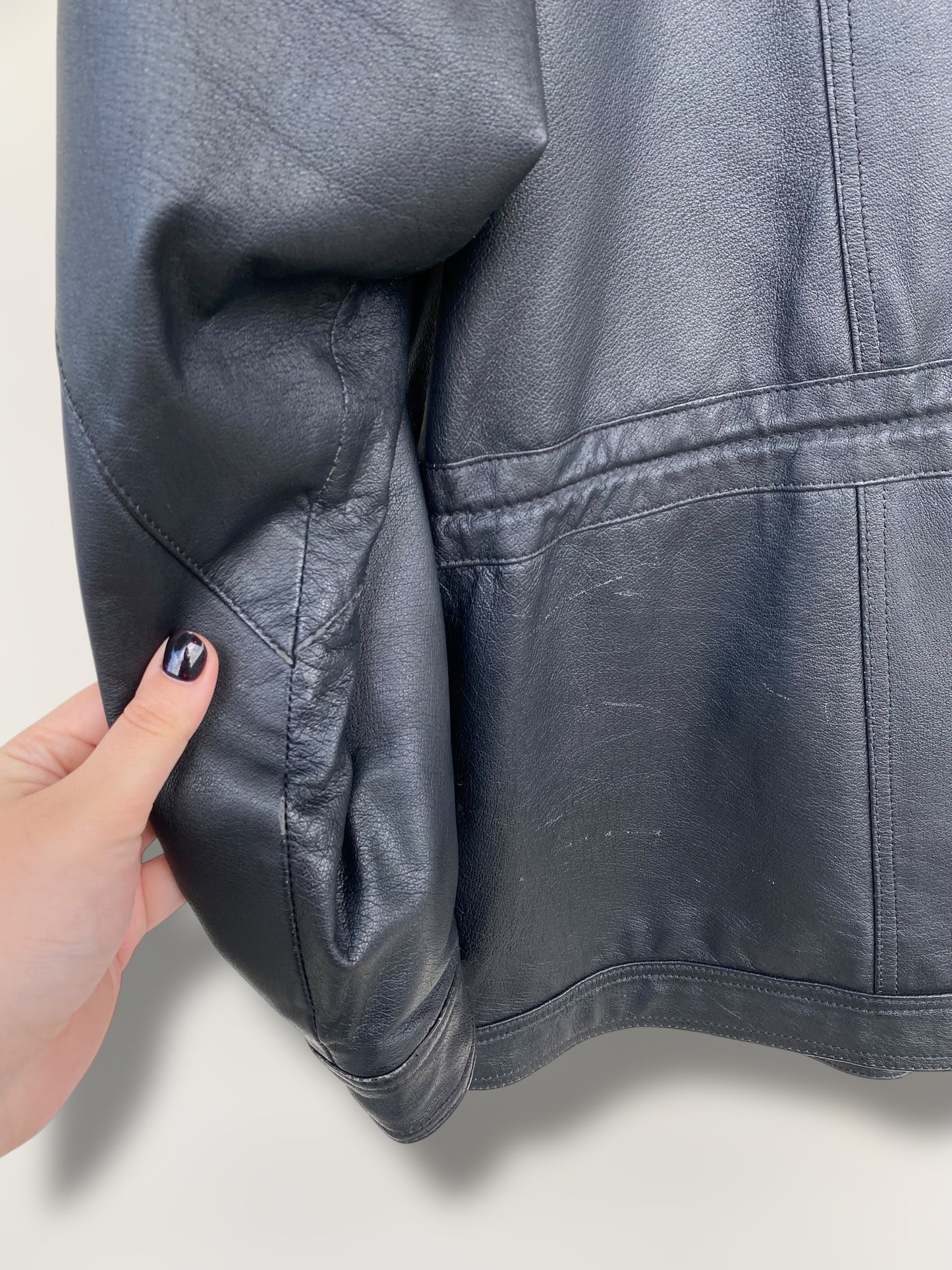 90s vintage black leather jacket