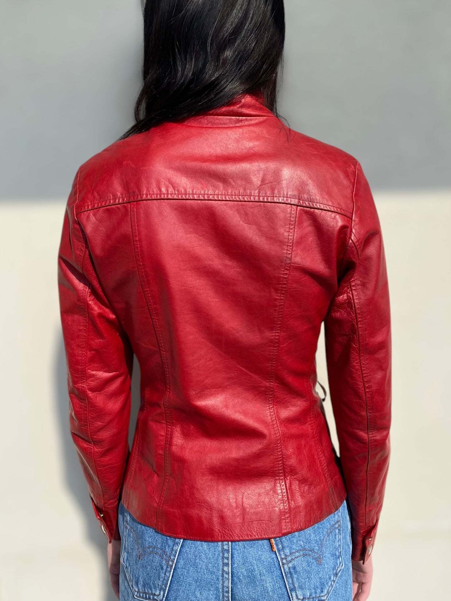 Red vintage leather jacket
