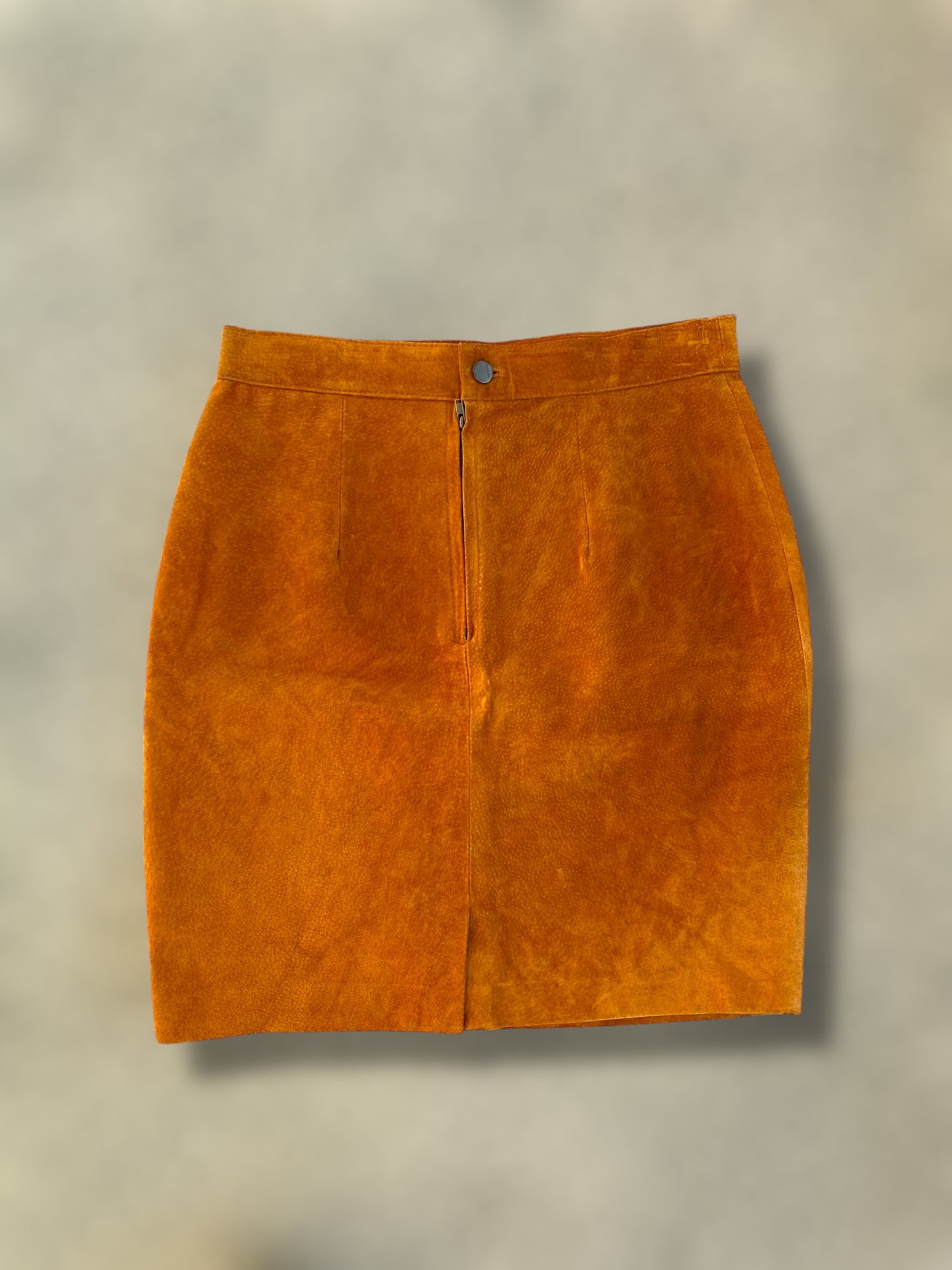 Pumpkin suede leather skirt