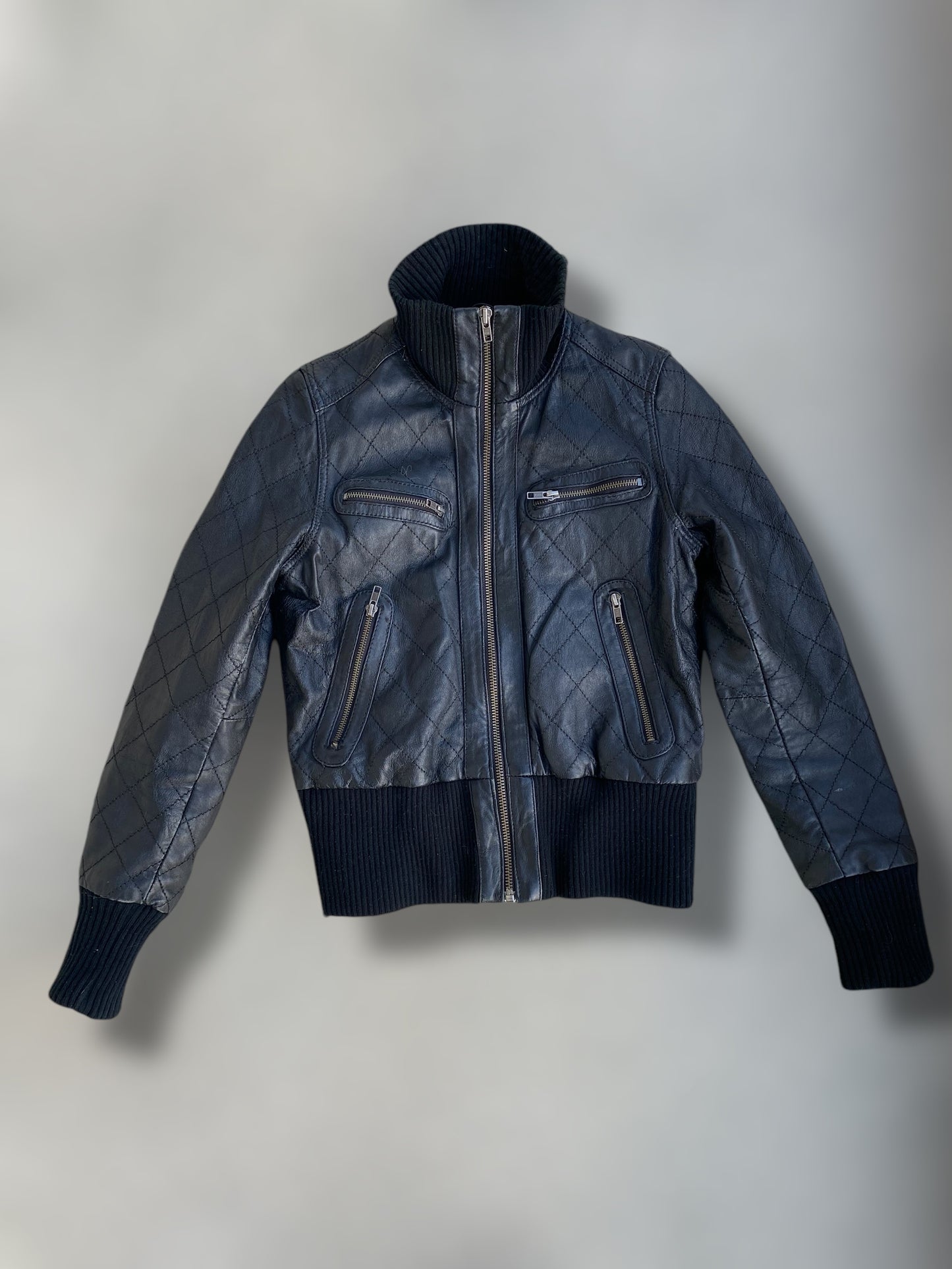 Black vintage leather jacket