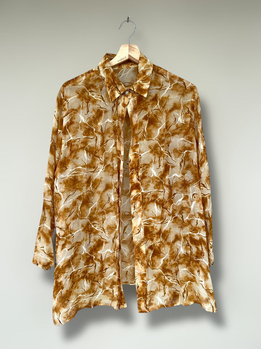 Earthy vintage one-button shirt cardigan