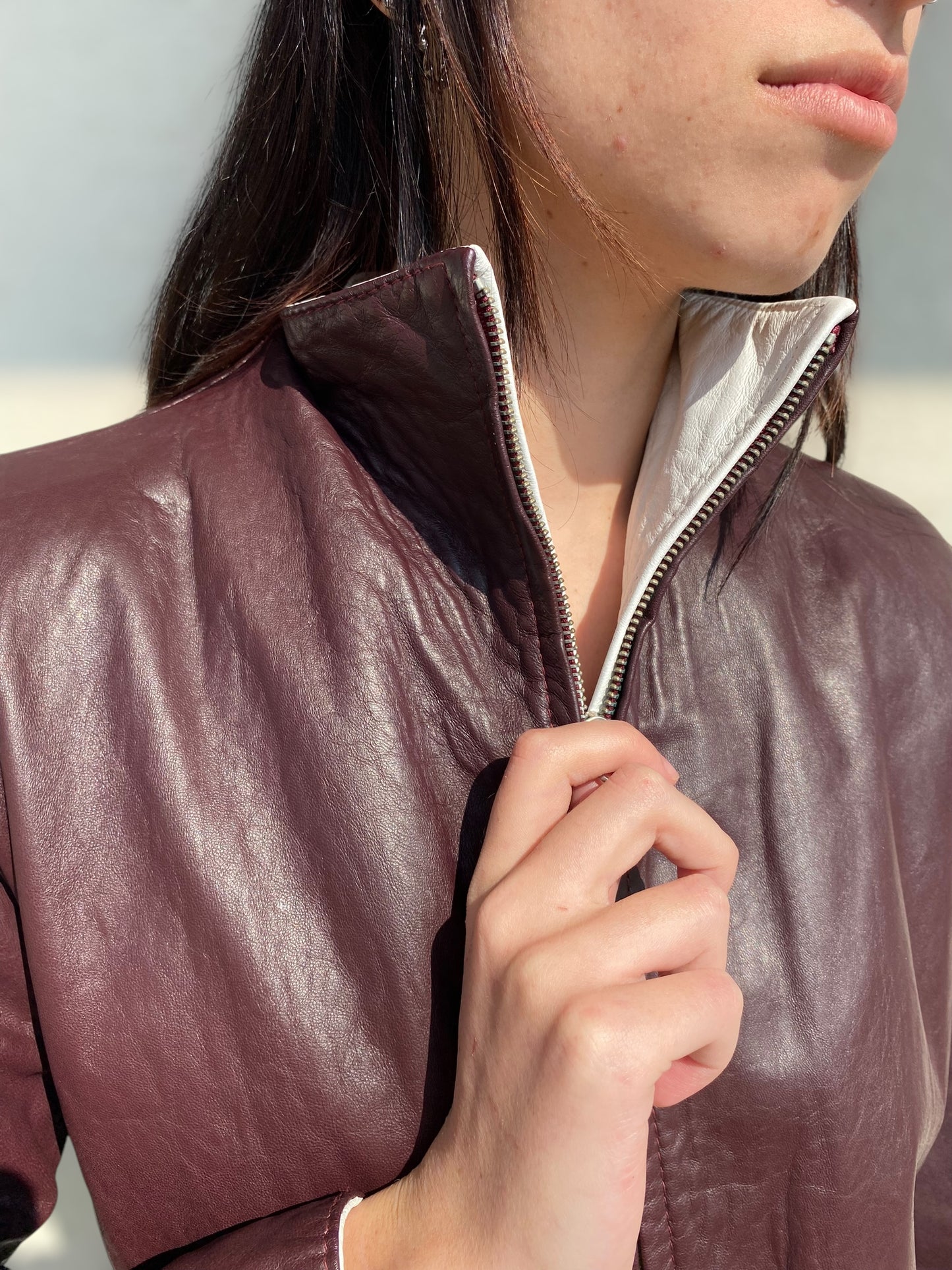 Burgundy vintage leather jacket