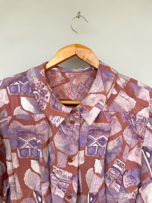 “Late afternoon” vintage reworked cropped shirt