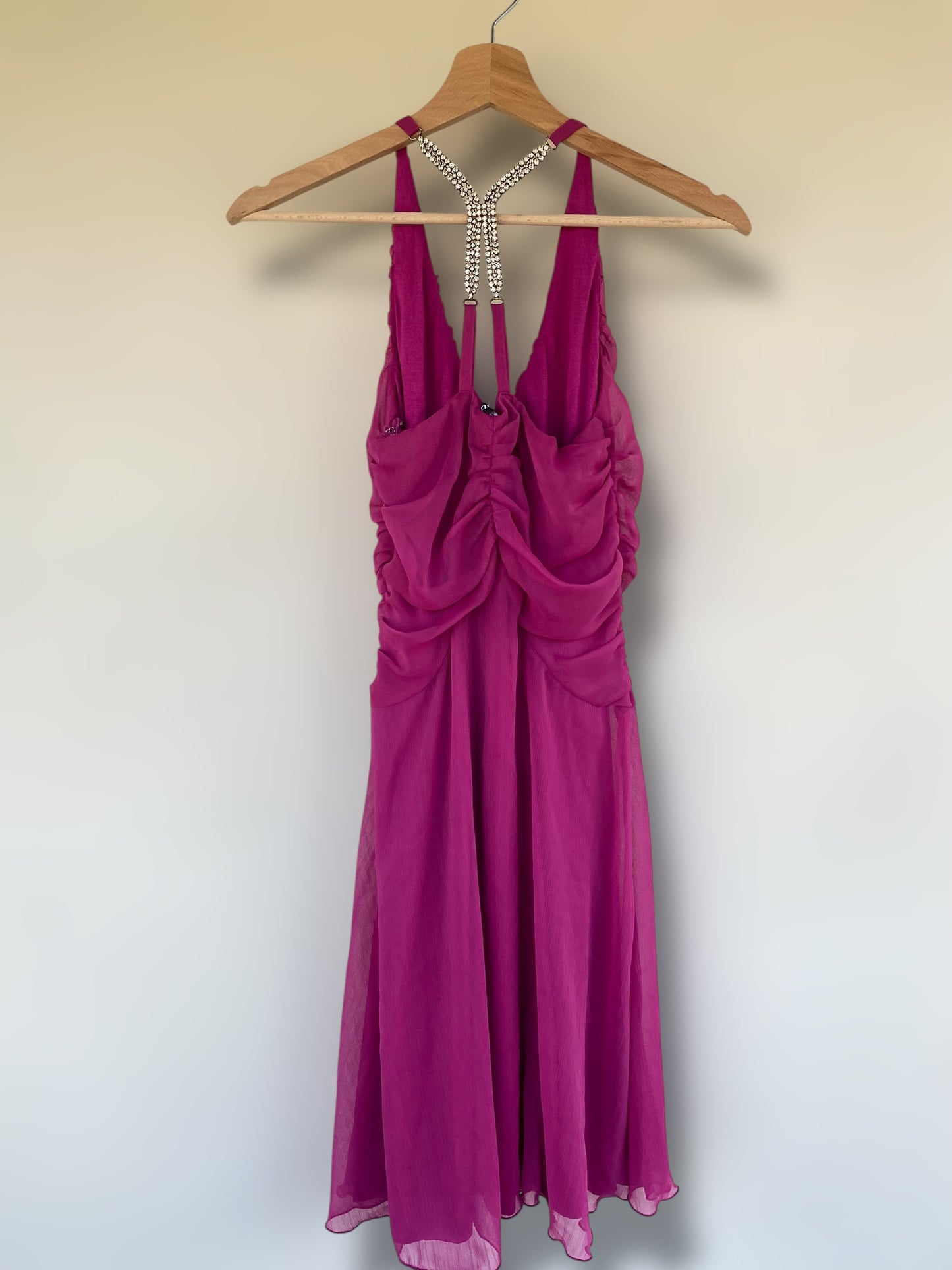 00s magenta party dress with strass details
