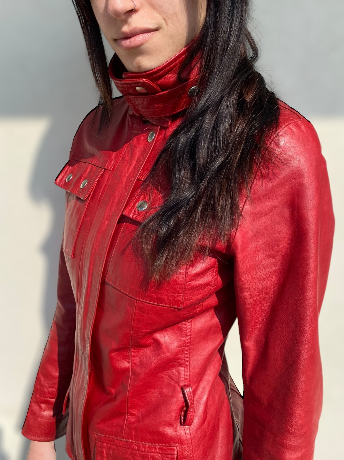 Red vintage leather jacket
