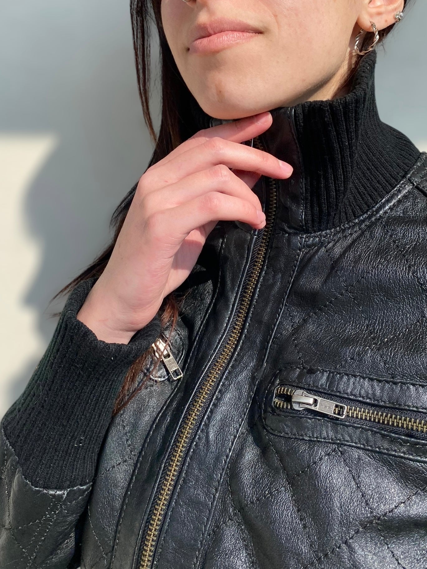 Black vintage leather jacket