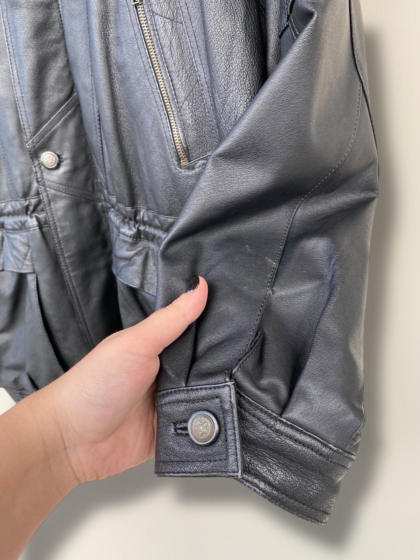 90s vintage black leather jacket