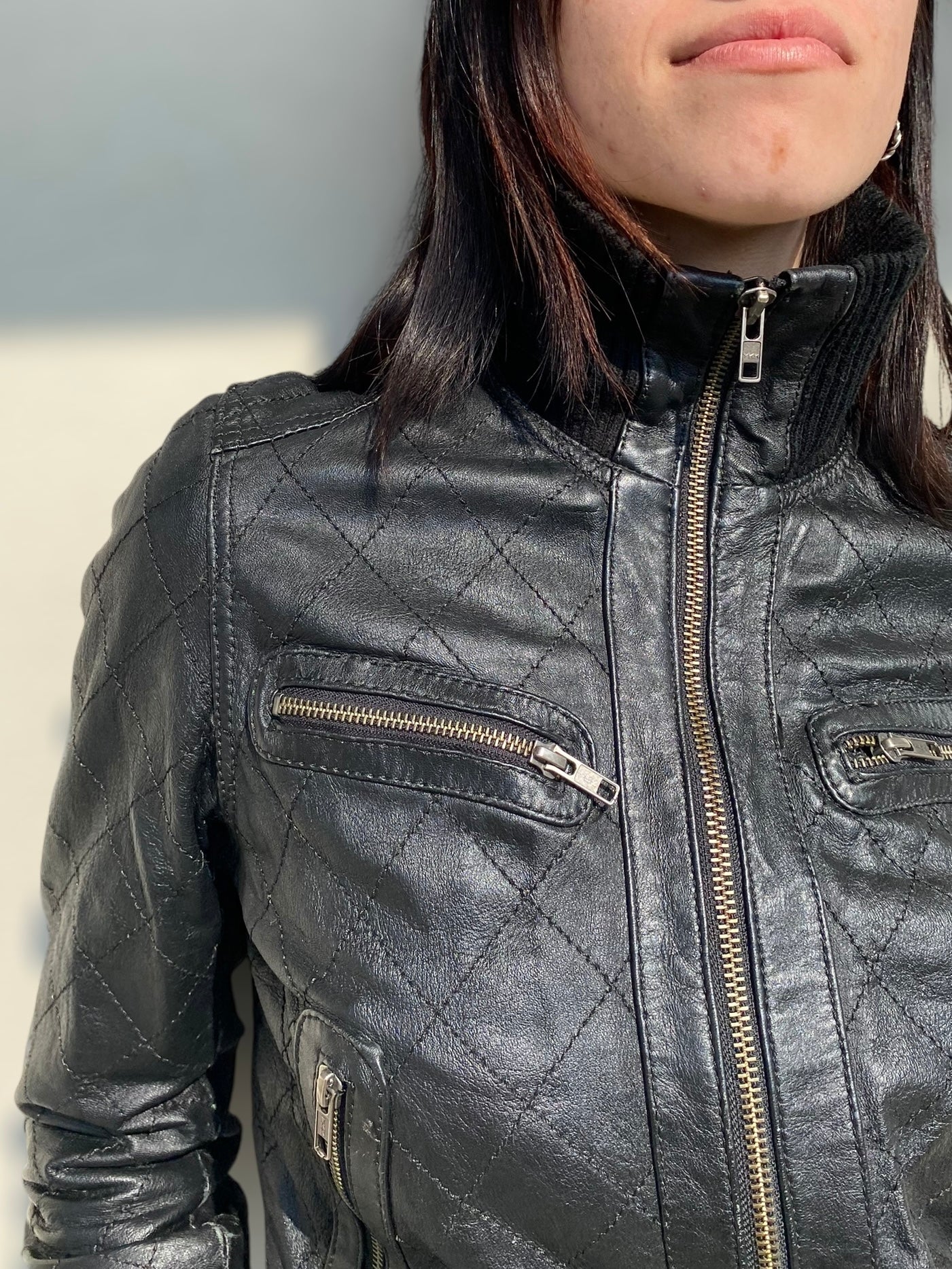 Black vintage leather jacket