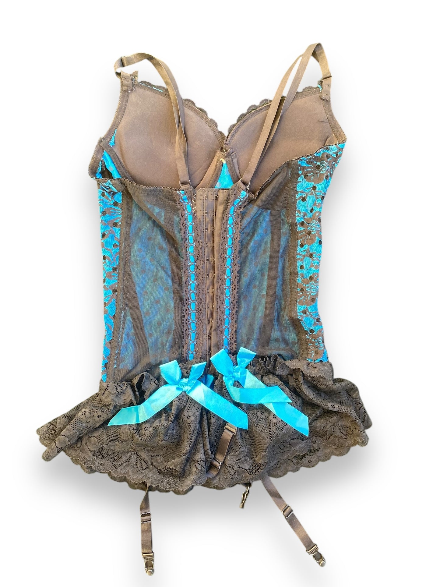 00s blue-black lingerie corset