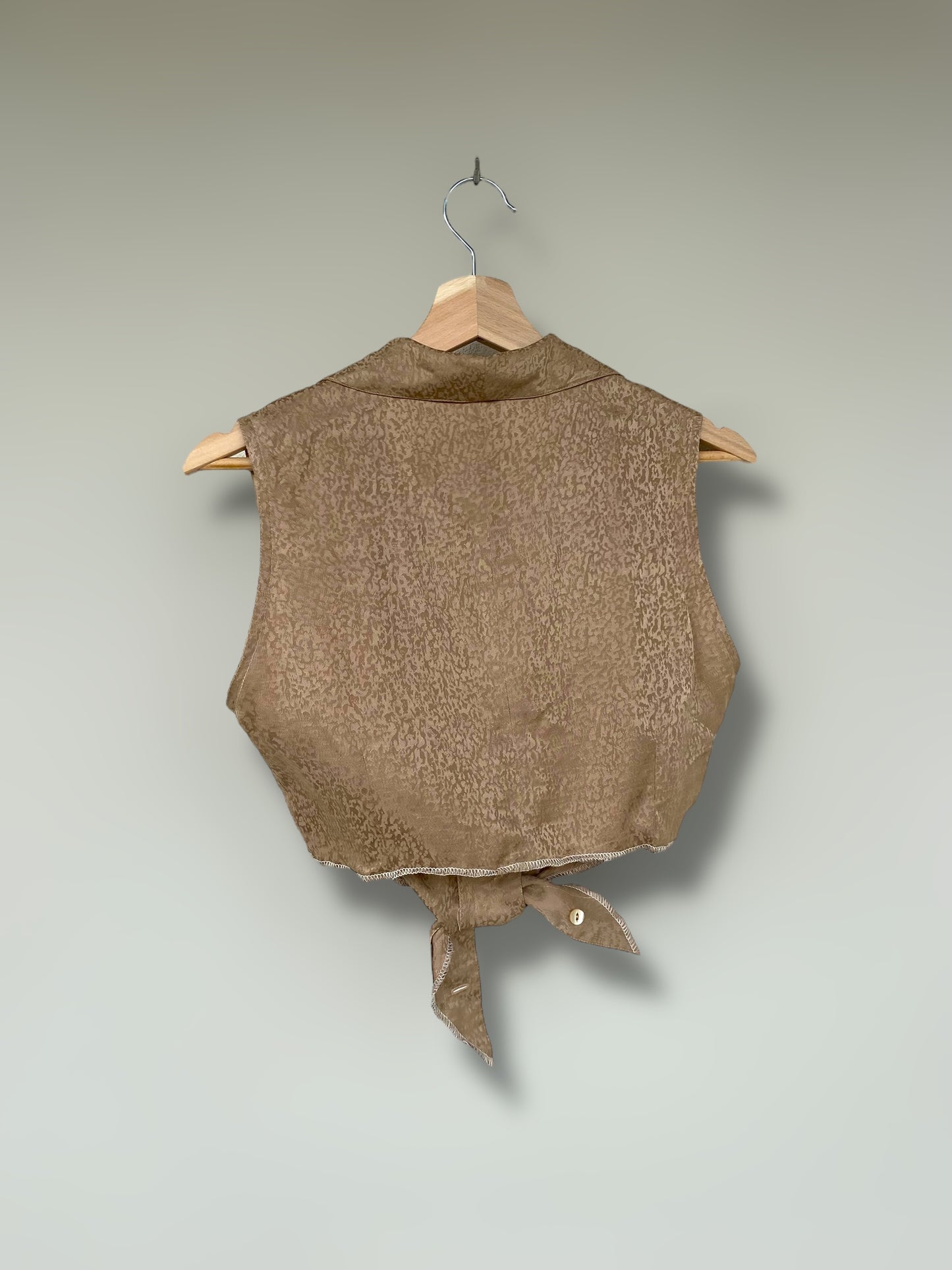 Caramel silk vintage cropped shirt