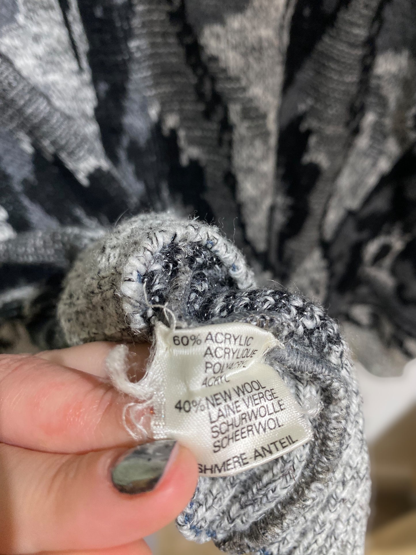Mixed grays patterns vintage sweater