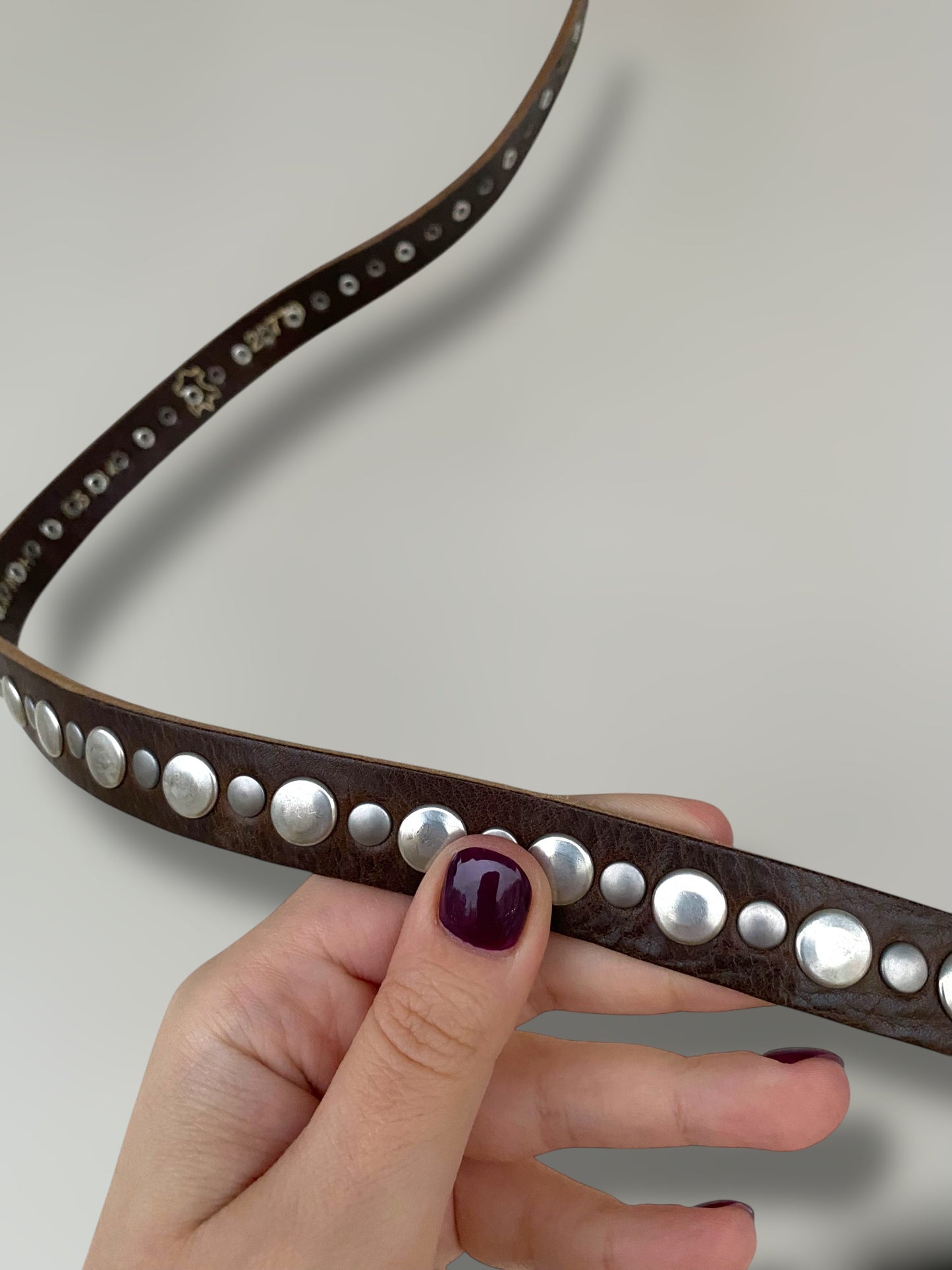 Vintage leather belt with studs