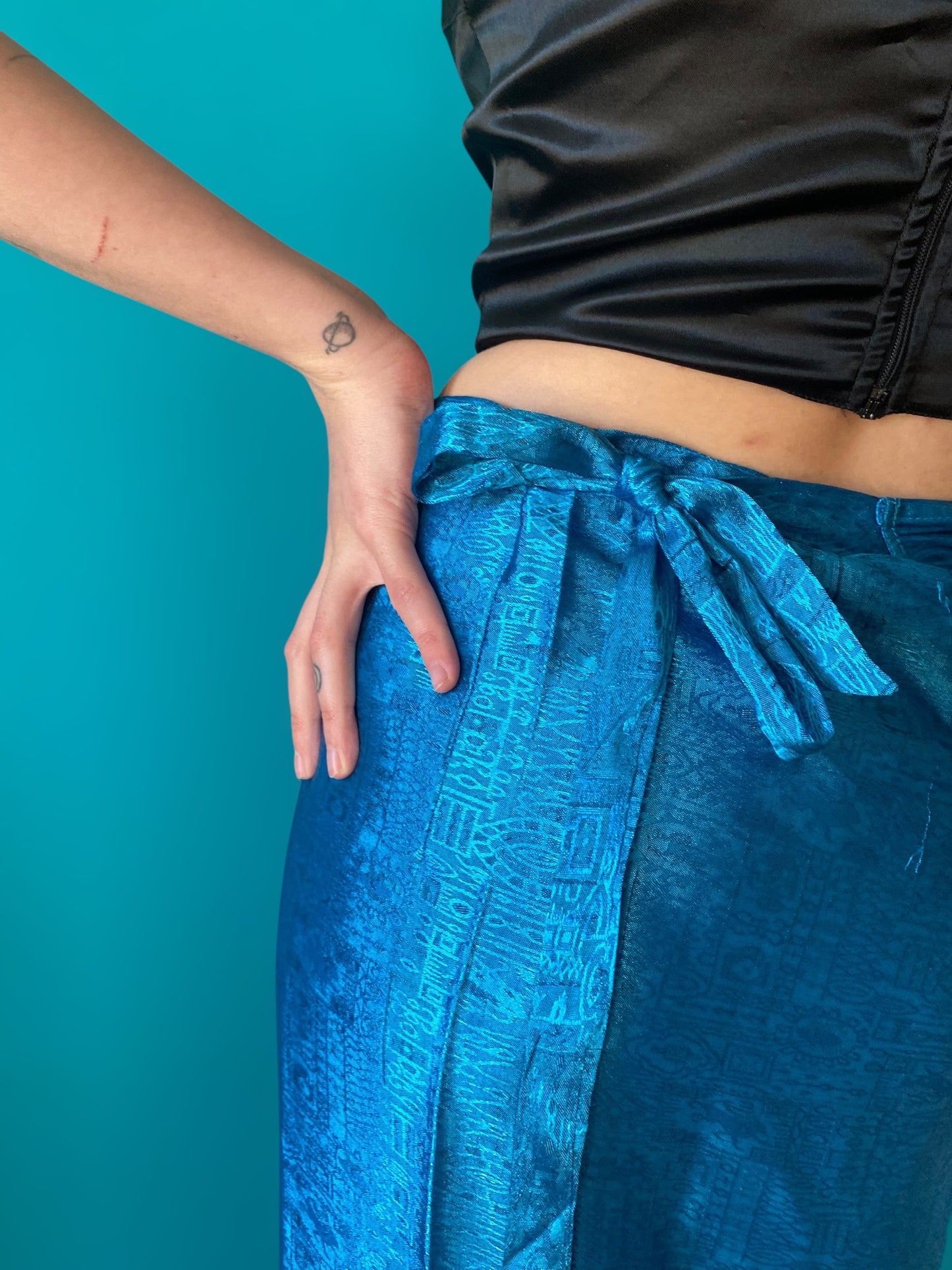 Emerald blue vintage wrapped skirt
