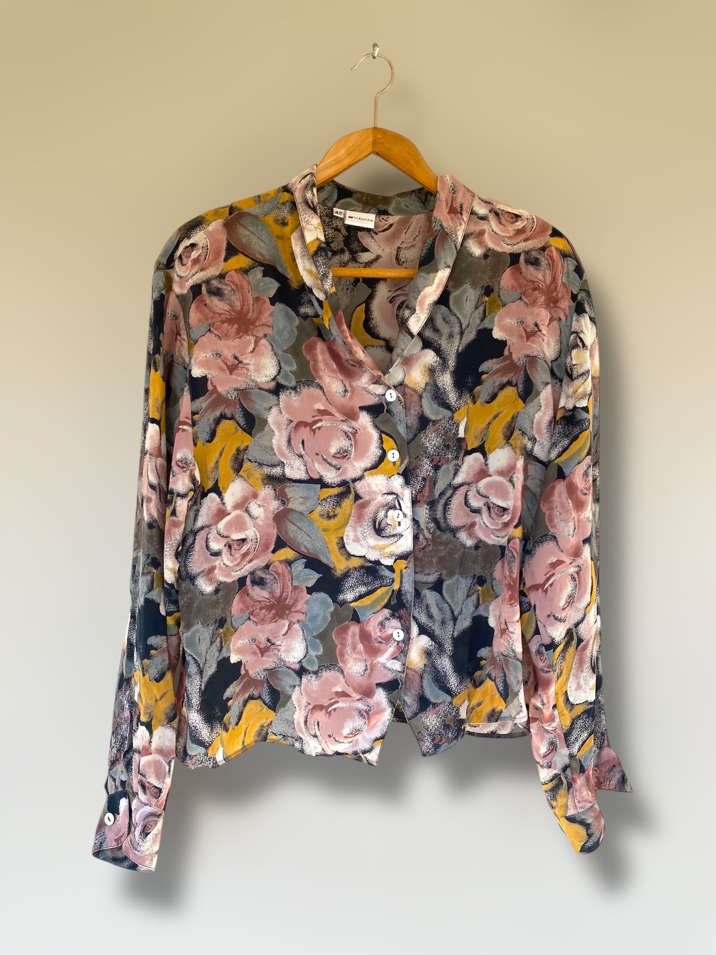 Romantic flowers vintage silk shirt