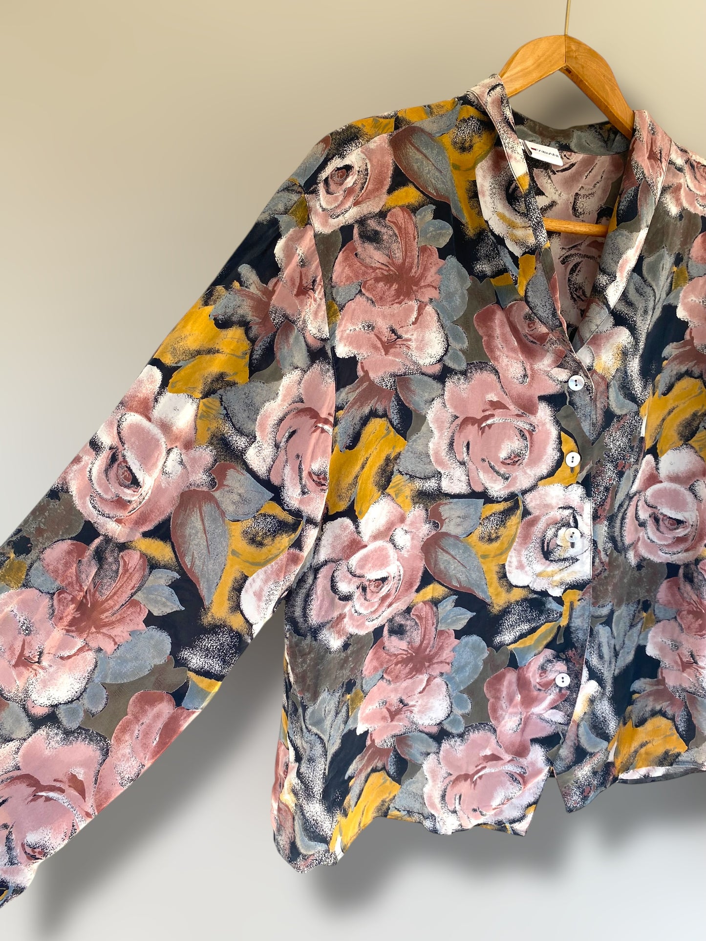 Romantic flowers vintage silk shirt