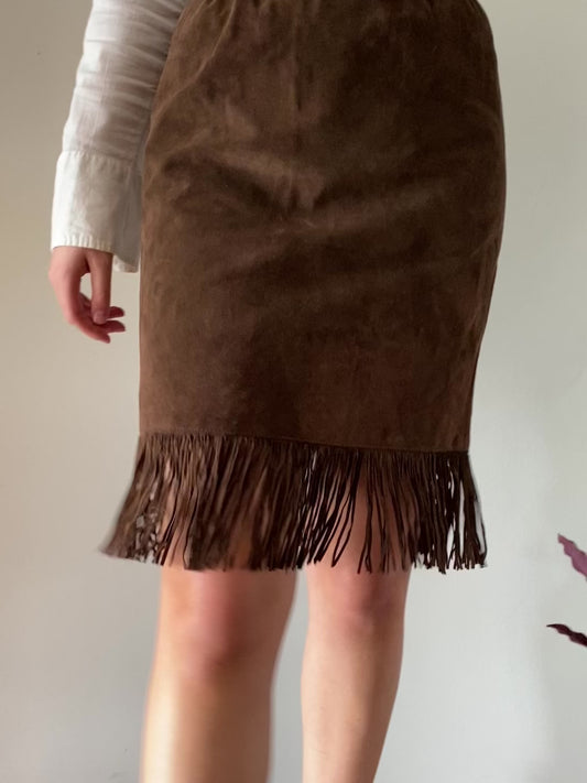 Vintage western suede leather skirt