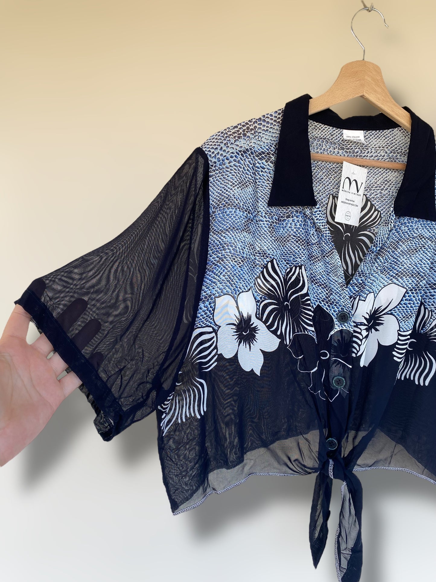 Vintage see through cropped shirt