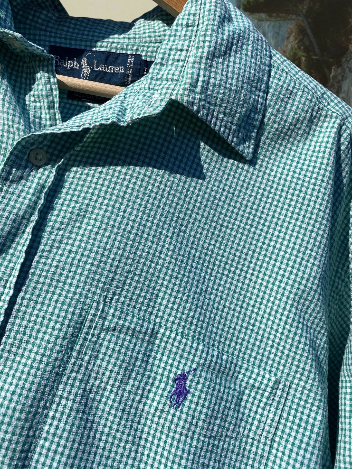 Ralph Lauren green with white checkered shirt