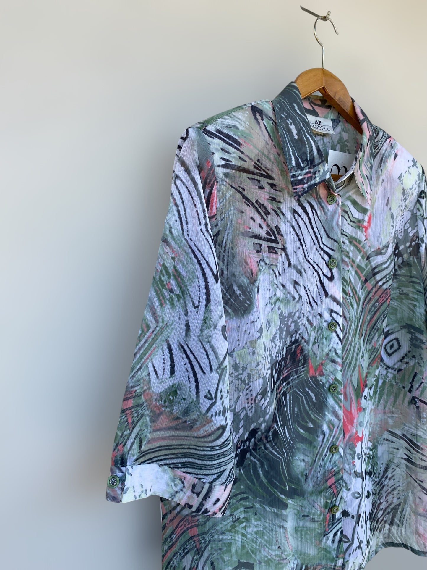 Jungle pattern see through shirt