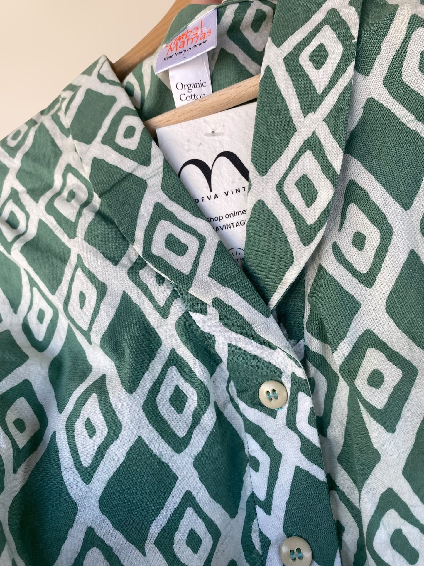 Vintage patterned cotton crop shirt
