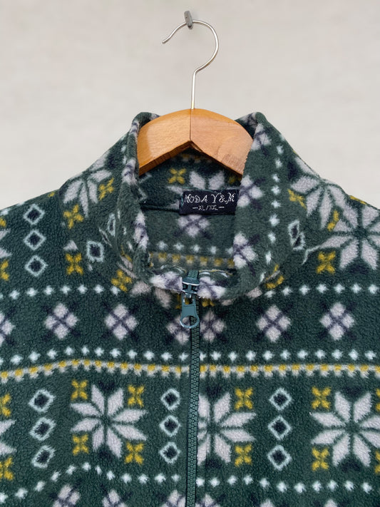 Green snowflakes crazy fleece