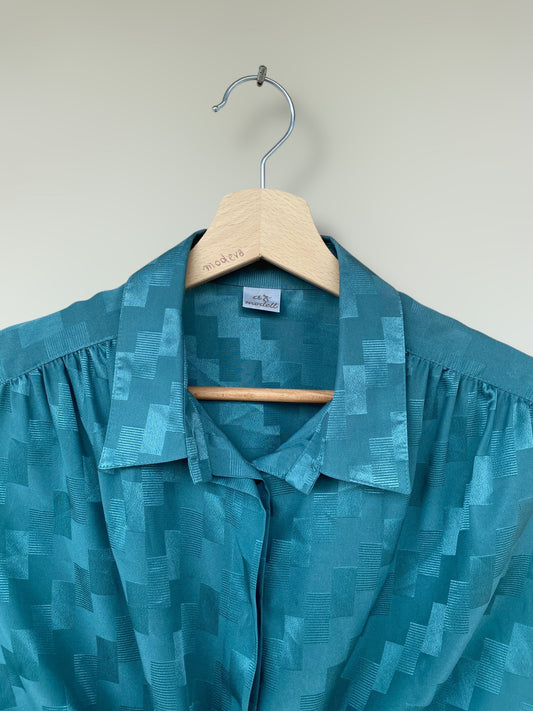 Emerald blue vintage cropped shirt