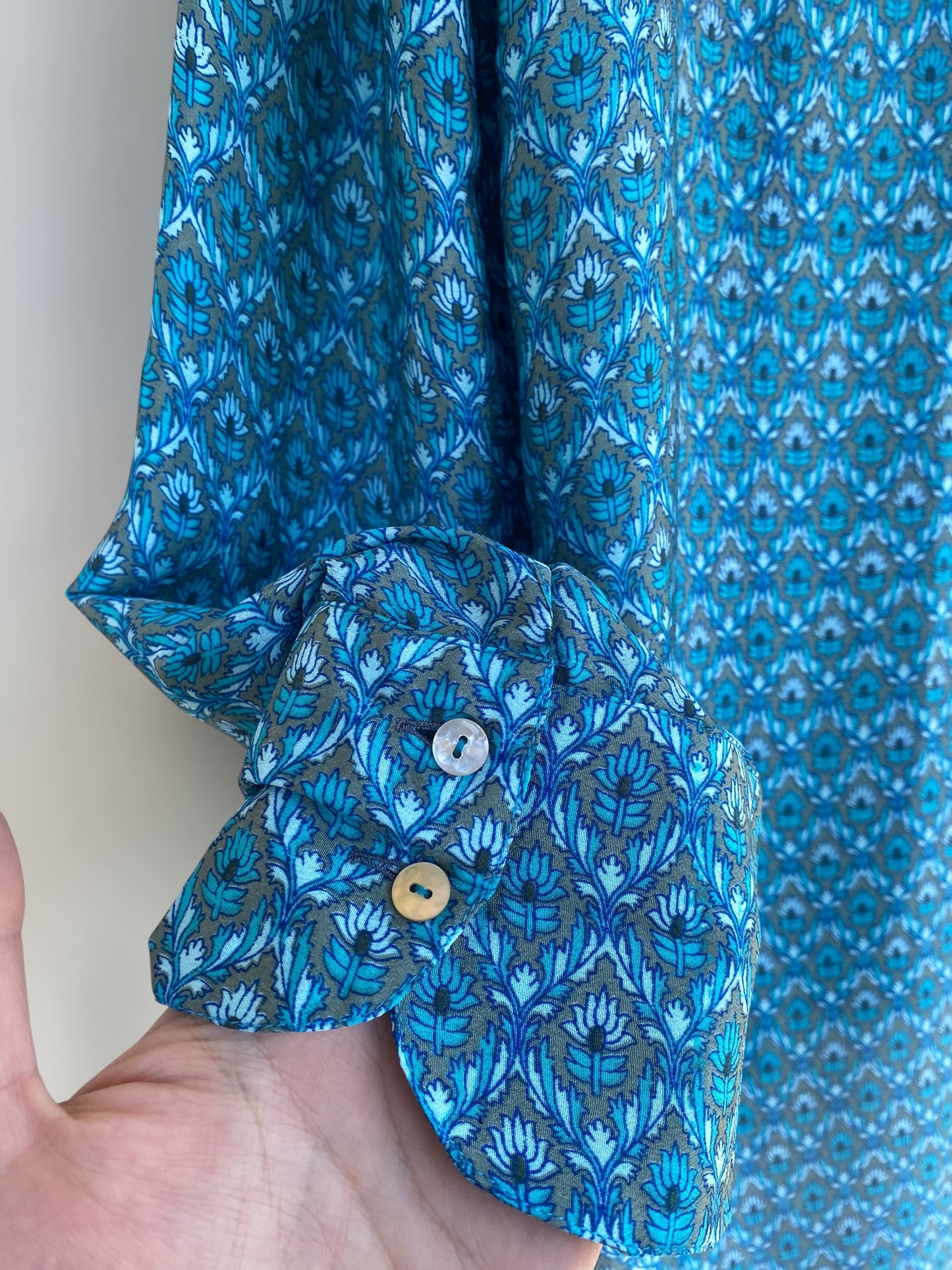 Long silk vintage patterned shirt